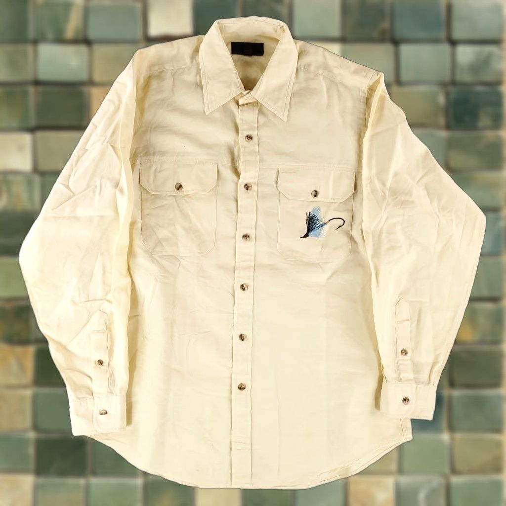 Abercrombie & Fitch VINTAGE Abercrombie & Fitch VTG 80s Button Up Fishing Shirt Yellow Mens M Beige Long Sleeve Shirt Mens M Size US M / EU 48-50 / 2 - 1 Thumbnail