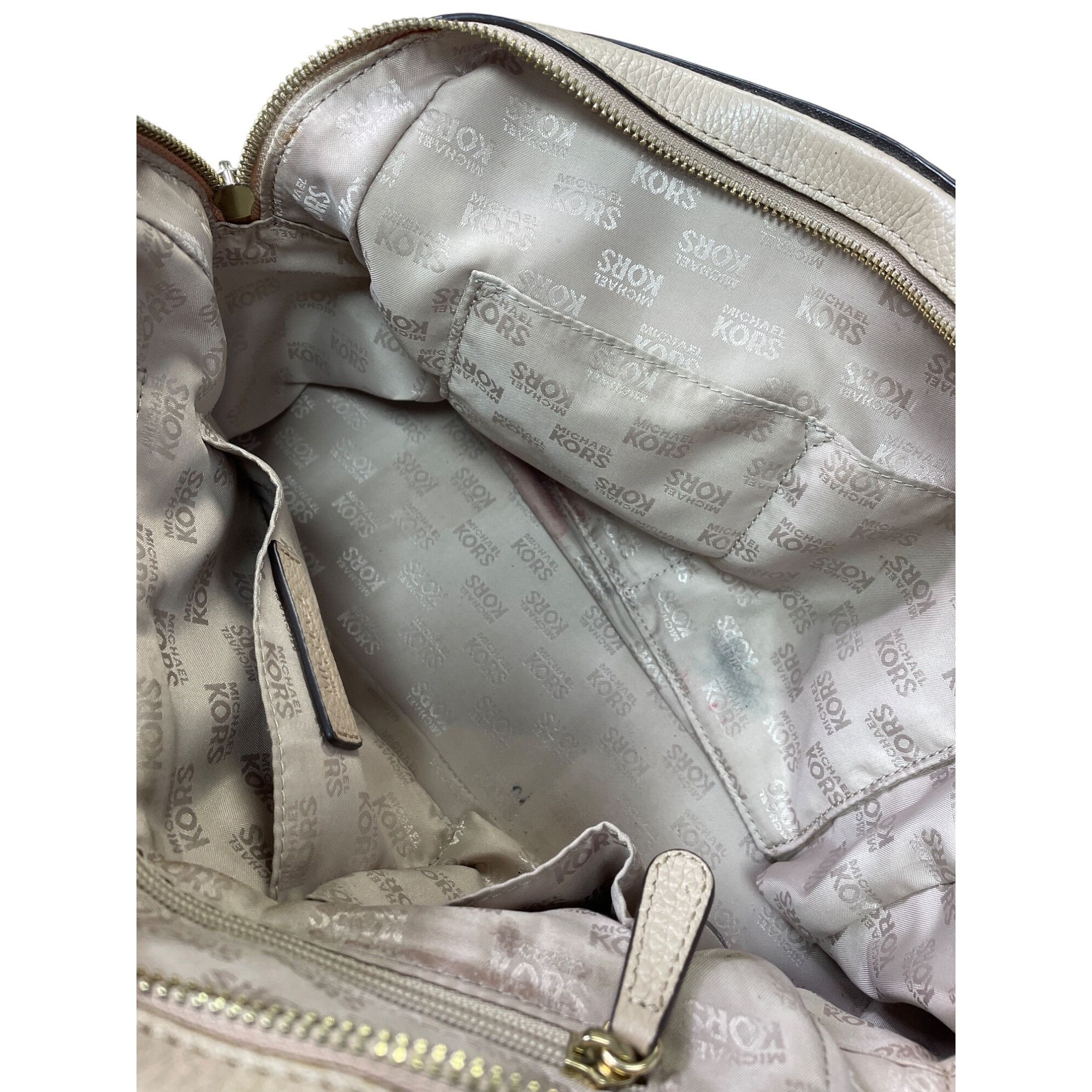 Michael Kors Michael Kors Womens Beige Leather Satchel Handbag SKU 9033 Size ONE SIZE - 21 Thumbnail
