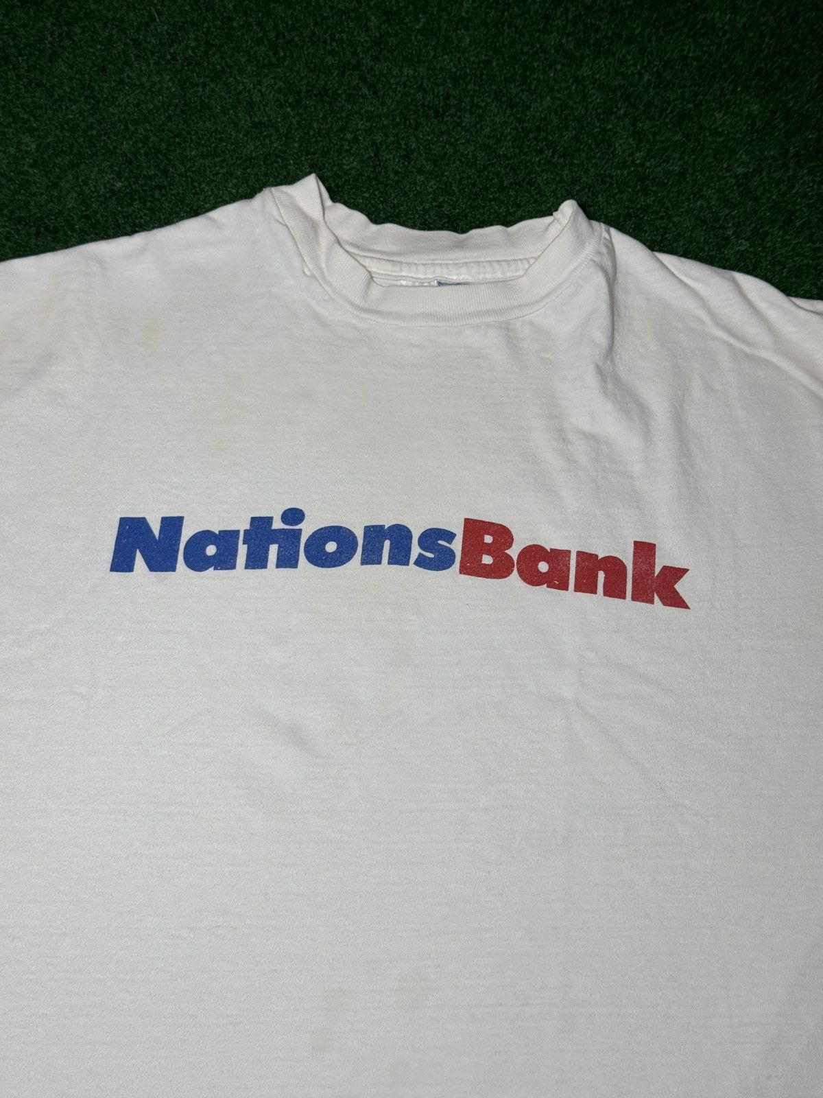 Hanes × Vintage Vintage 90s Nations Bank Promo Single Stitch White T Shirt Size US L / EU 52-54 / 3 - 2 Thumbnail
