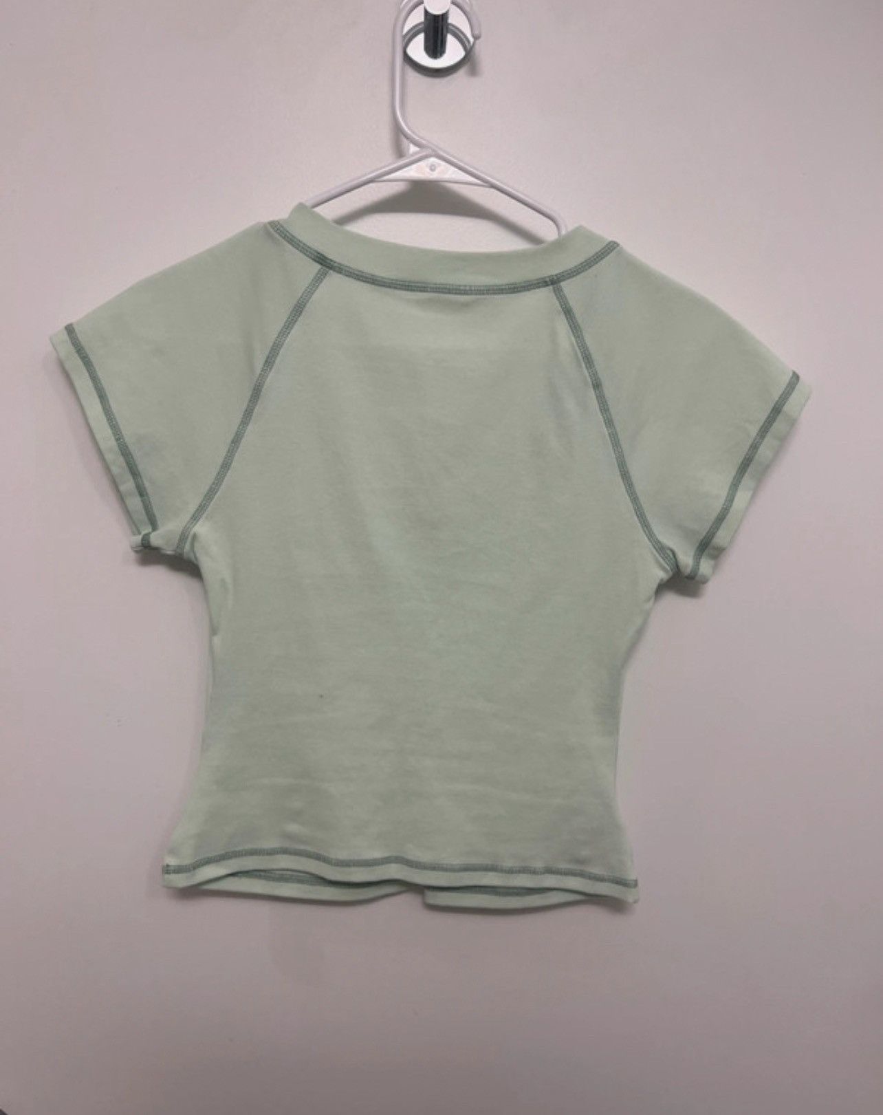 Other Melon Green V-neck Ruched Cap Sleeve Tee Size L / US 10 / IT 46 - 4 Thumbnail