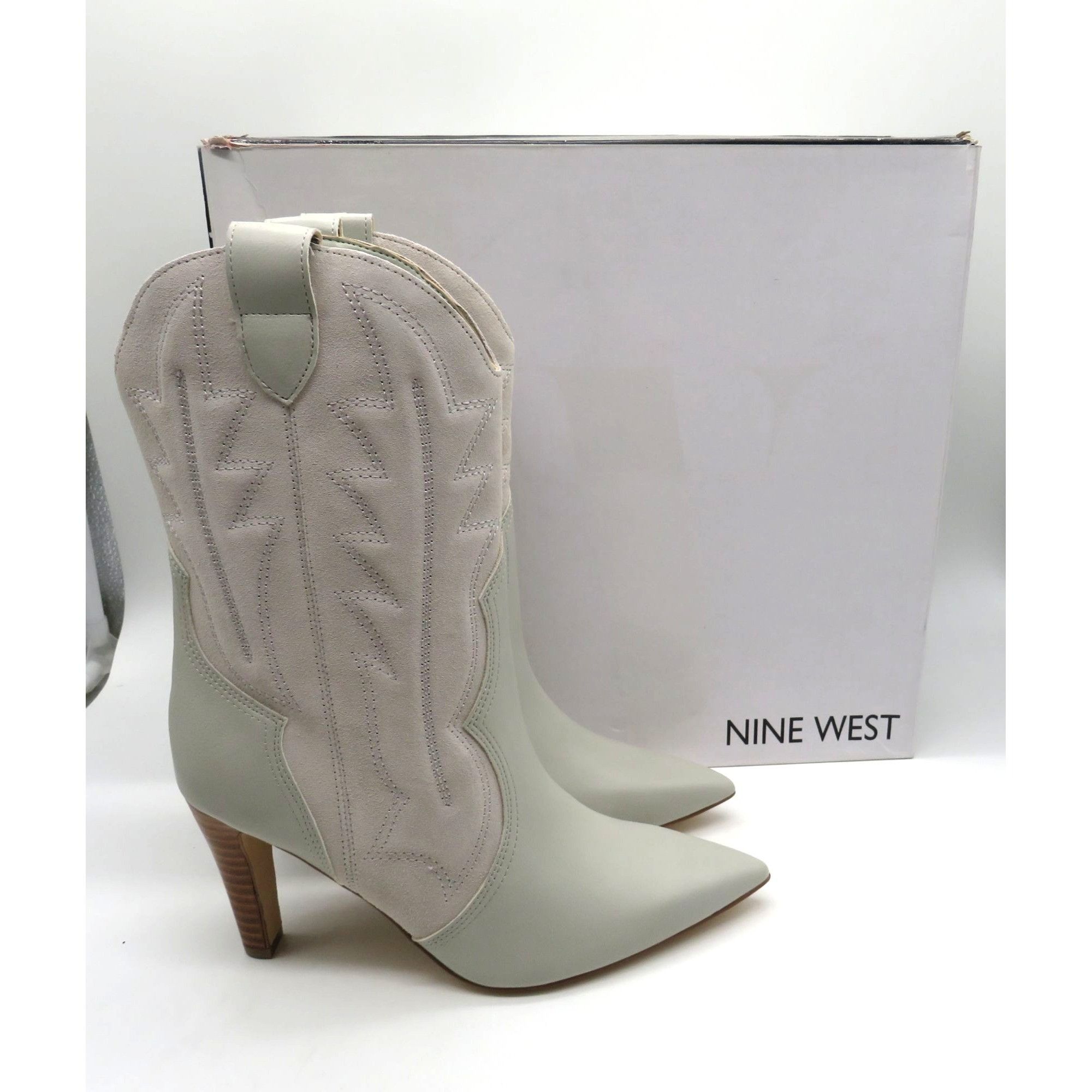 Nine West Nine West Alama Ivory Western-Style Heeled Boots 5.5M Pointe Size US 5.5 / IT 35.5 - 1 Thumbnail