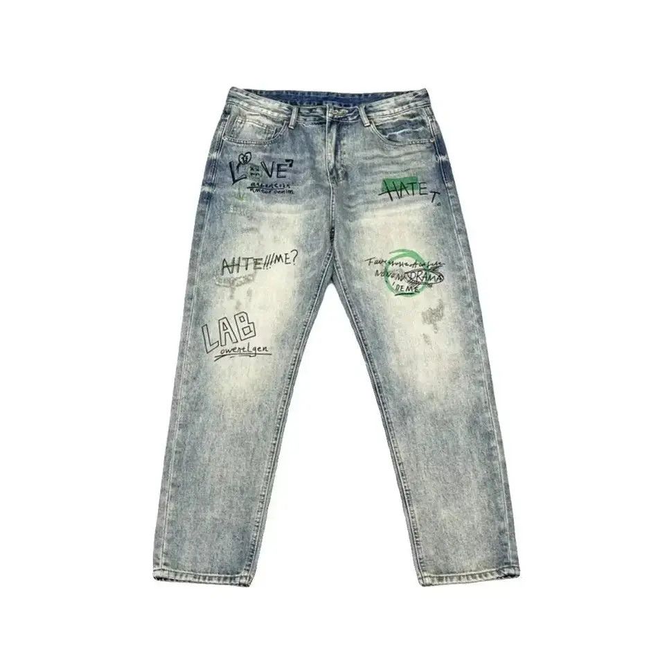 Japanese Brand Retro loose casual straight leg graffiti jeans Size US 32 / EU 48 - 5 Thumbnail