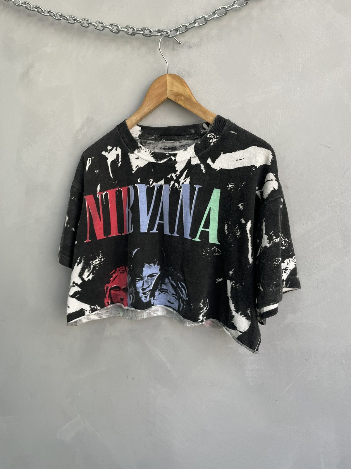 Nirvana Nirvana cropped custom 90s over print tee singlestitch Size US M / EU 48-50 / 2 - 2 Thumbnail