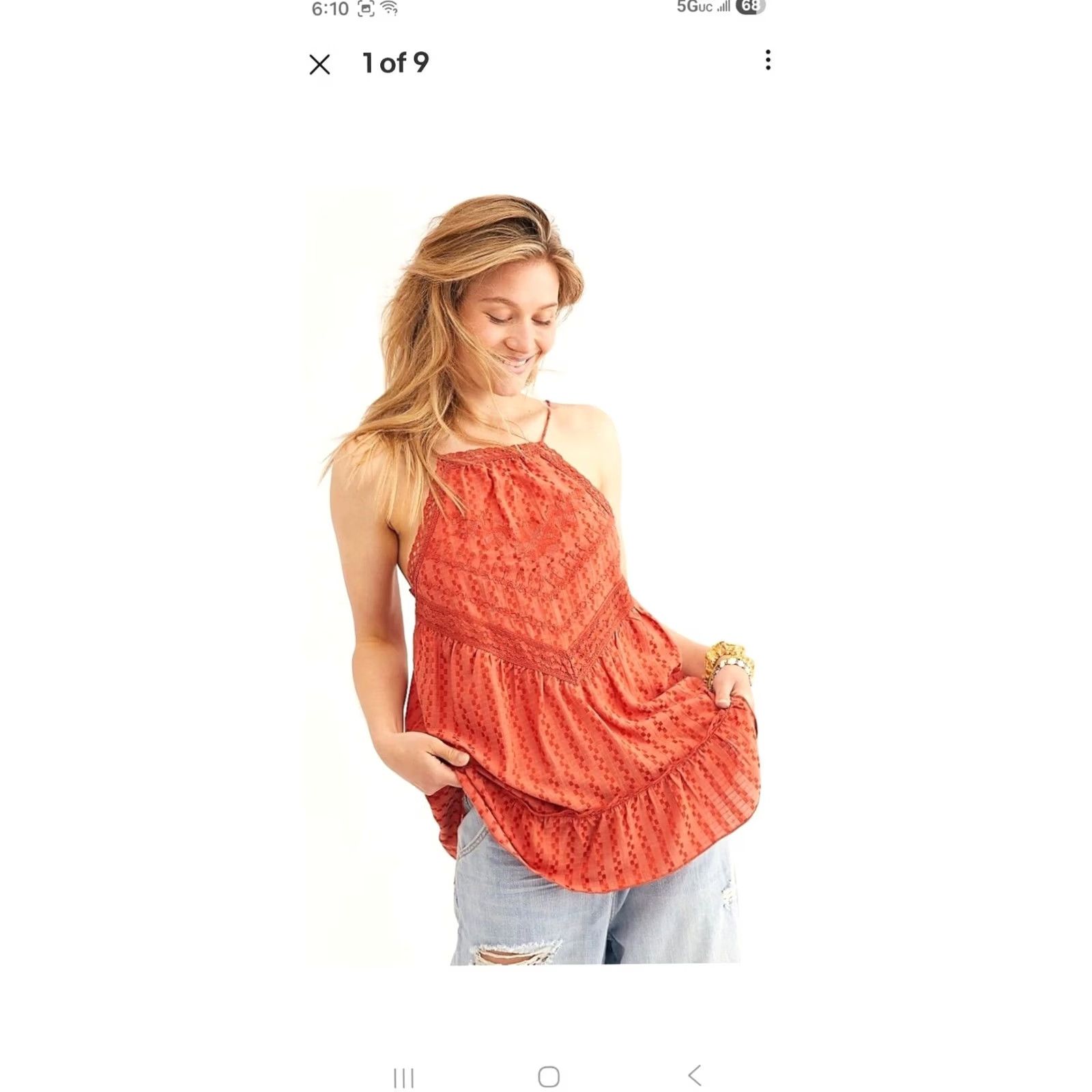 Free People FREE PEOPLE Elisa Tunic Lace Top Paprika Orange NWT Size M Size M / US 6-8 / IT 42-44 - 3 Thumbnail