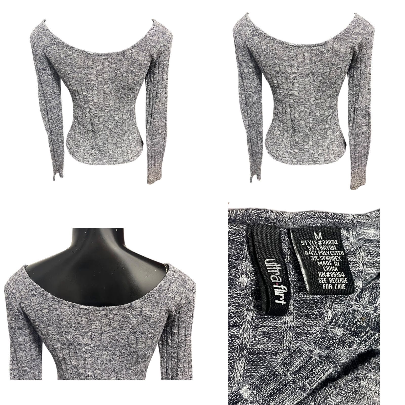 Vintage Ultra Flirt T-Shirt Womens Ribbed Fitted Marled Purple Scoop Neck M Medium Size M / US 6-8 / IT 42-44 - 8 Thumbnail