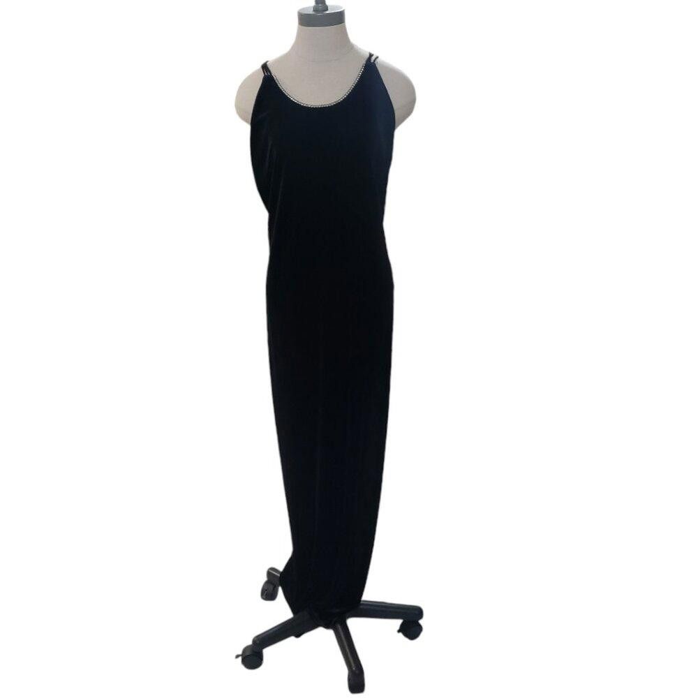 Designer CT1781 Onyx Nite Velour Gown with Crystal Collar 18 Size XXL / US 16-18 / IT 52-54 - 1 Thumbnail