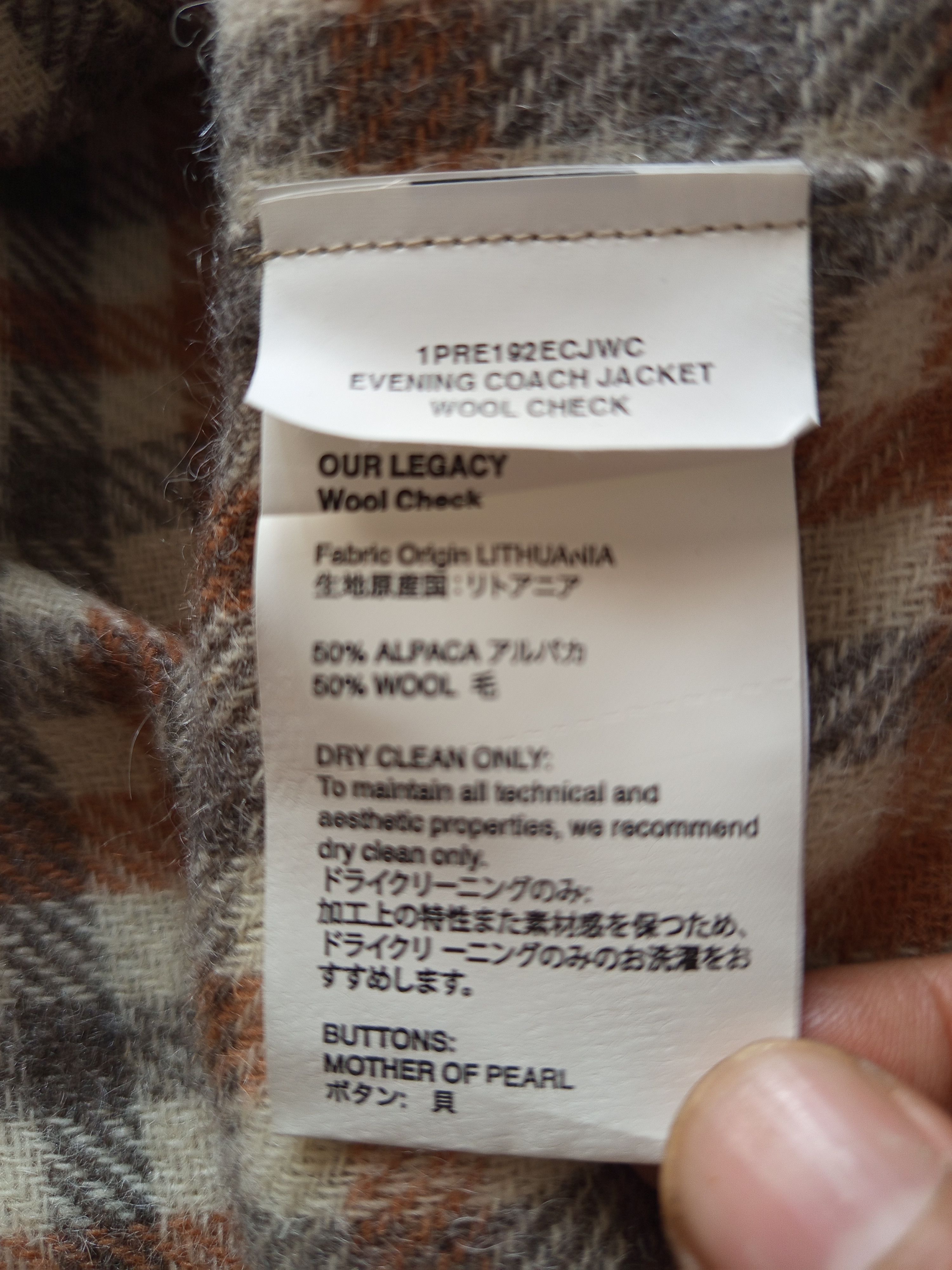 Our Legacy OUR LEGACY Evening Coach Jacket Wool Check Alpaca Size US S / EU 44-46 / 1 - 9 Thumbnail