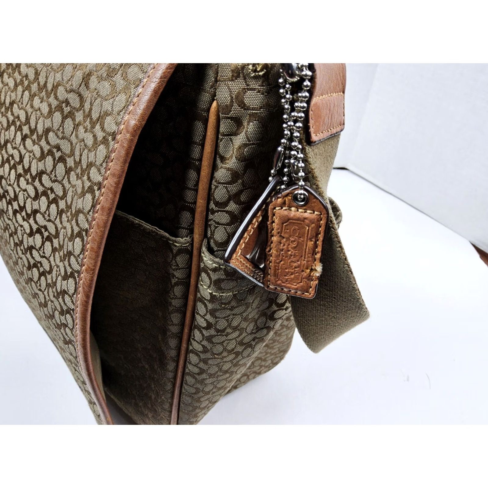 Coach Coach Signature Hudson Commuter Messenger Bag Large Brown Canvas Leather-Look Travel Case Size ONE SIZE - 3 Thumbnail
