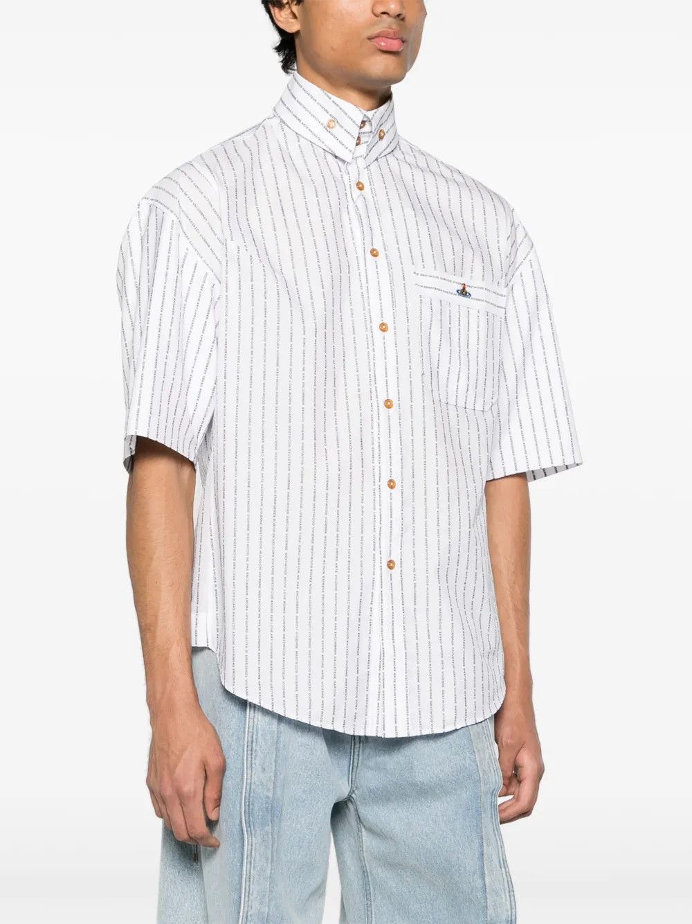 Vivienne Westwood o1y0525 Logo Patterned Shirt in White/Black Size US L / EU 52-54 / 3 - 3 Thumbnail