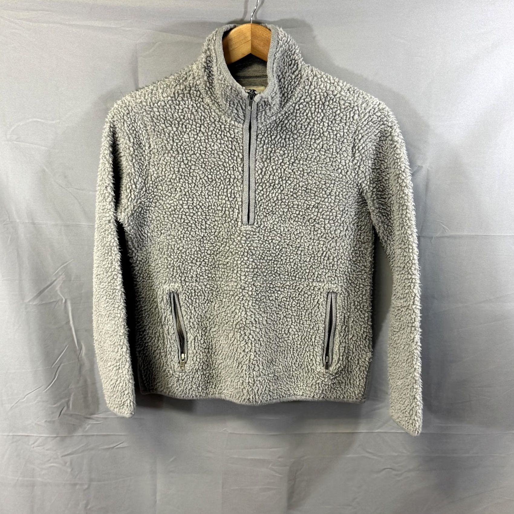 Marine Layer VINTAGE Marine Layer Pullover Sweatshirt Gray Sherpa Fleece Half Zip Pockets 1/4 Zip Womens Small Size S / US 4 / IT 40 - 2 Thumbnail