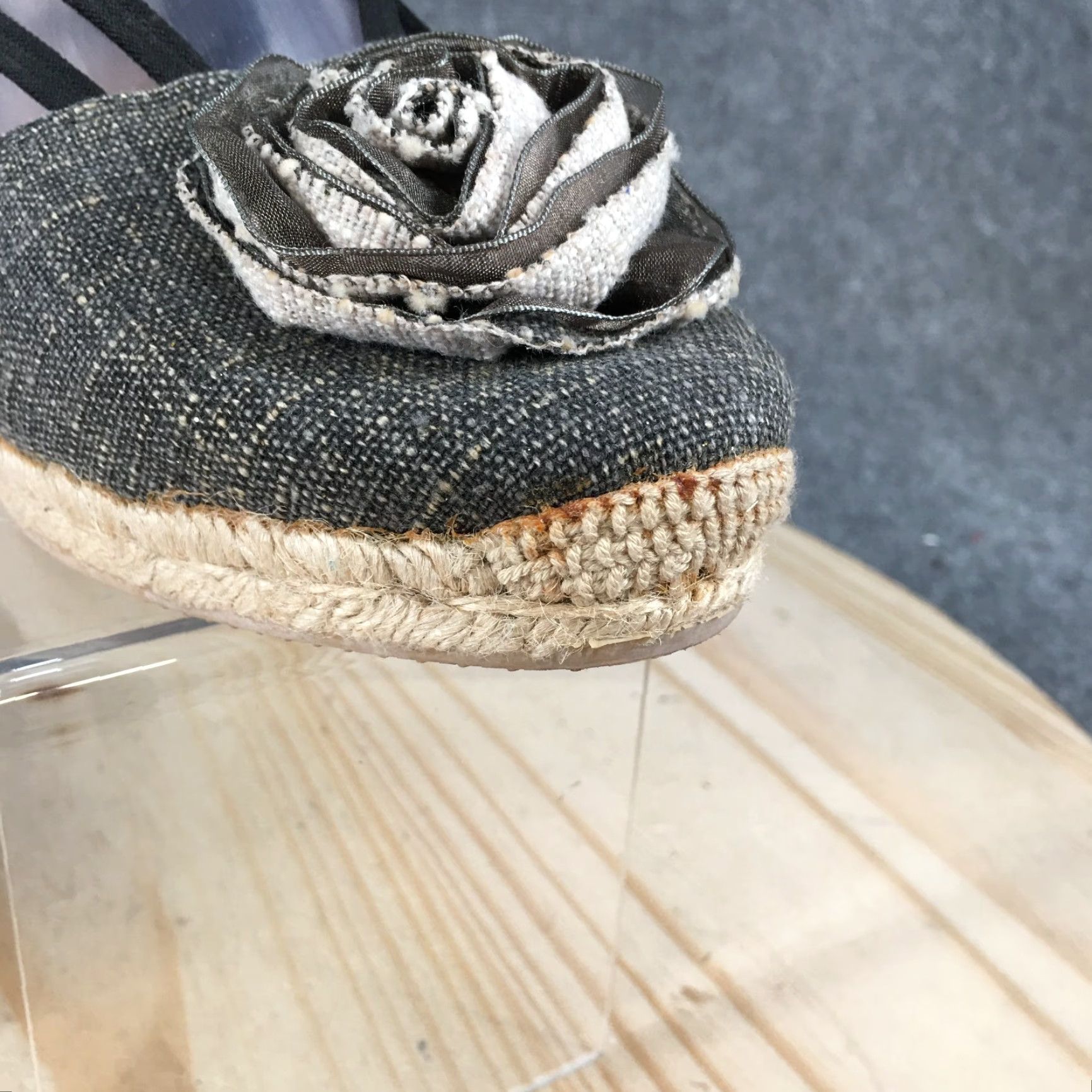 Vintage White Mountain Sandals Womens 9.5 M Serene Espadrille Gray Casual Wedge Heels Size US 10 / IT 40 - 5 Thumbnail