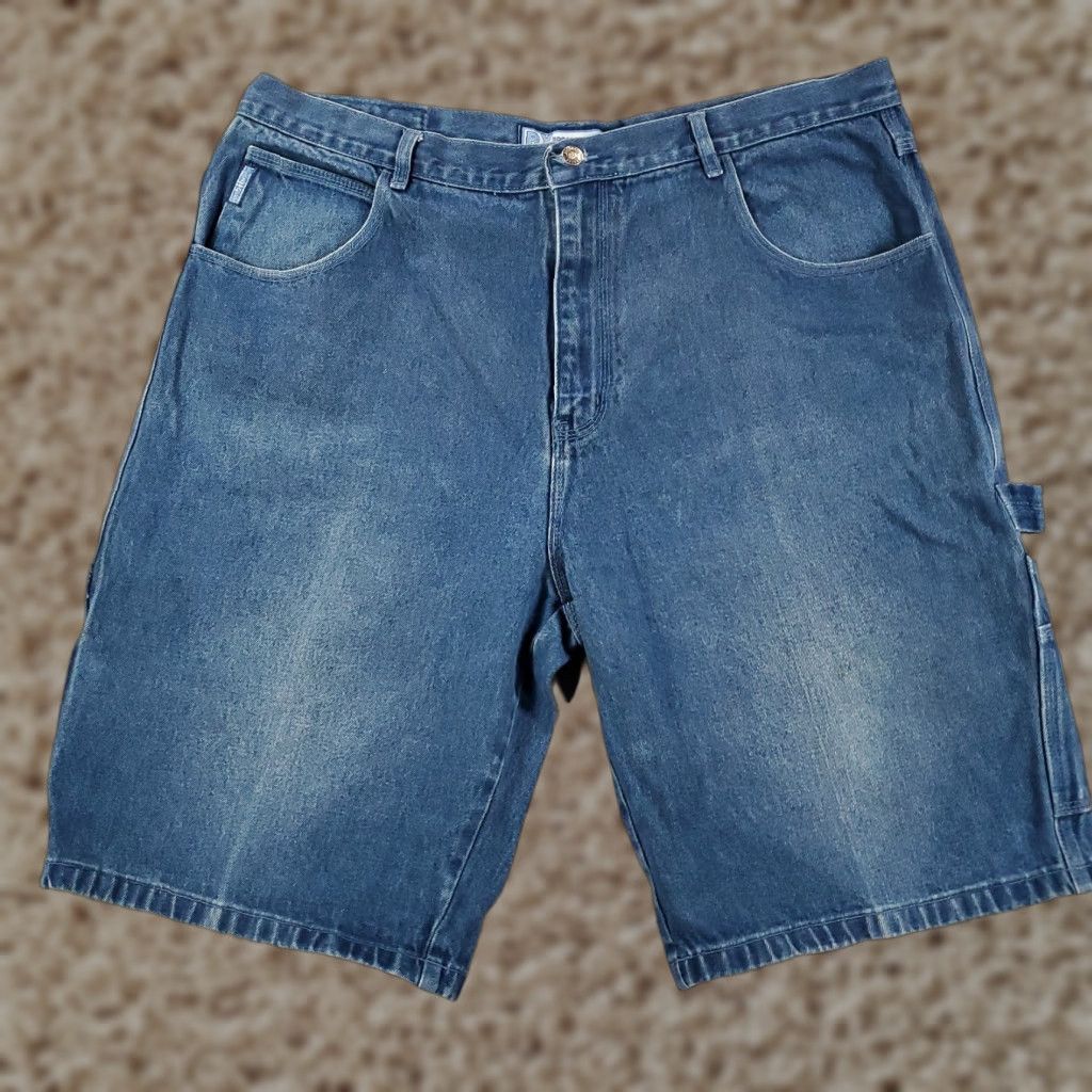 Express VINTAGE BROOKLYN XPRESS Jorts Denim Shorts 42 Mens Distressed 5-Pocket Bermuda Blue Socks? Size US 42 / EU 58 - 1 Thumbnail