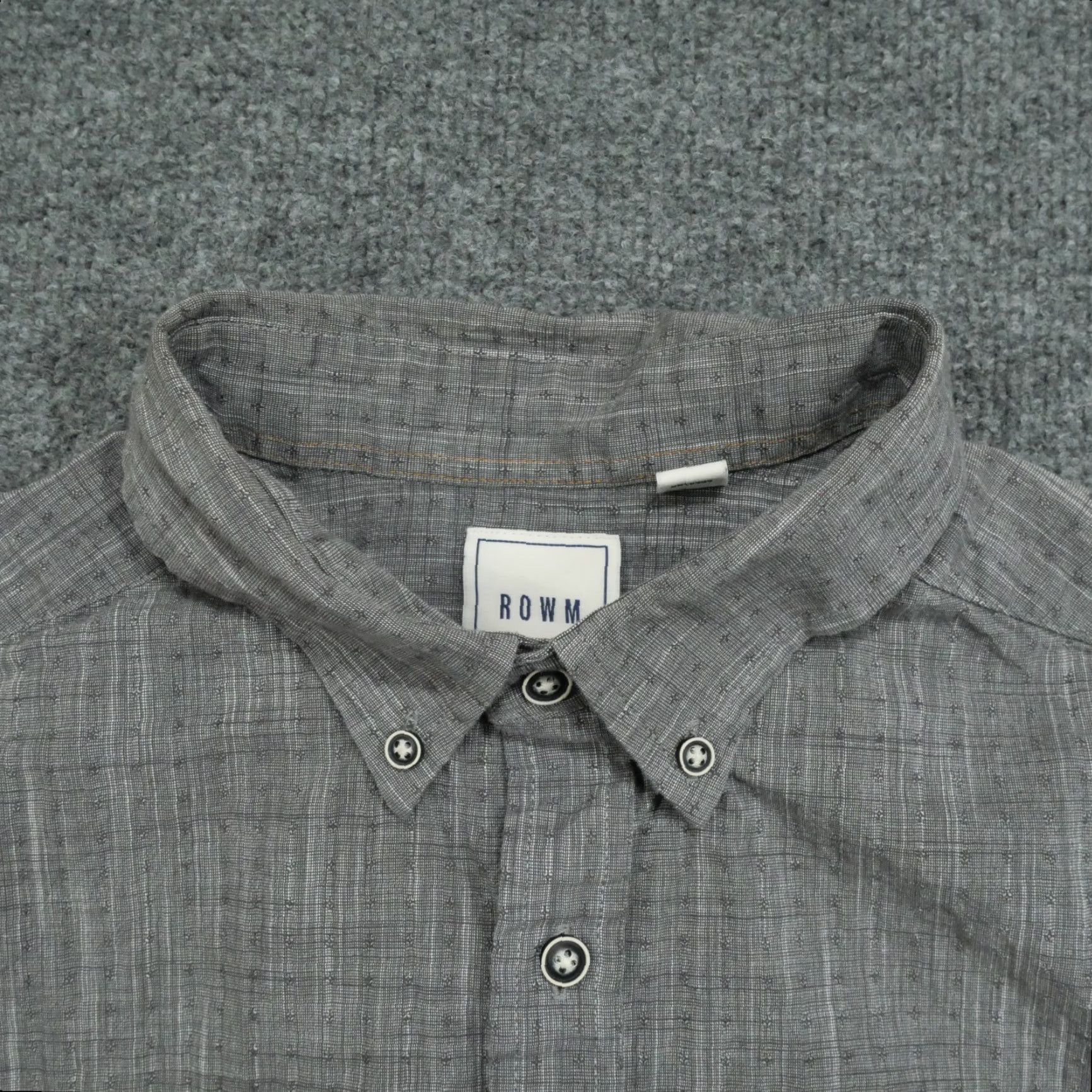 Vintage Rowm Shirt Mens LT Large Tall Grey Textured Button Down Cotton Shirt Size US L / EU 52-54 / 3 - 5 Thumbnail