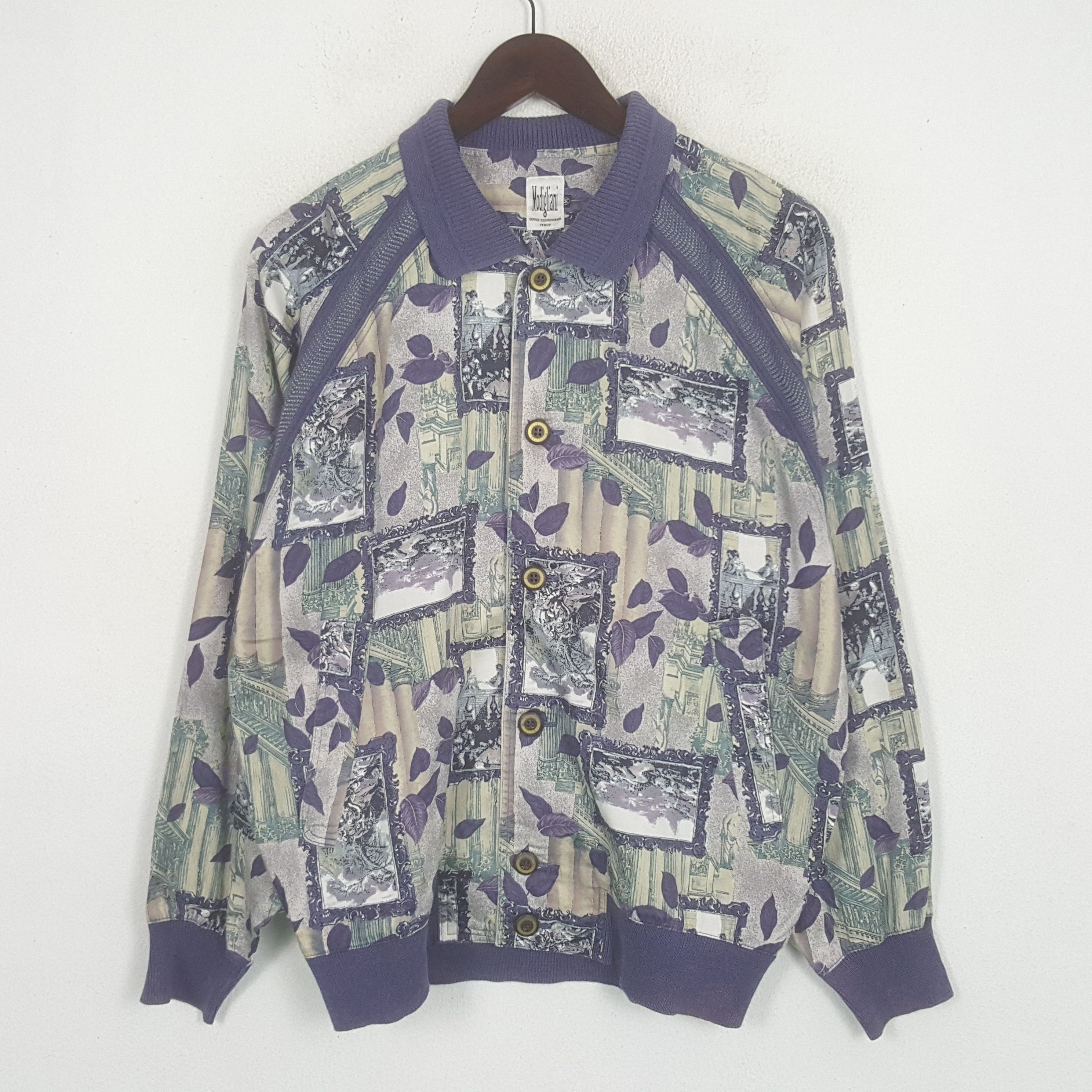 image of Italian Designers x Vintage Modigliani Italian Designer Polo Style Shirt in Blue (Size Medium)