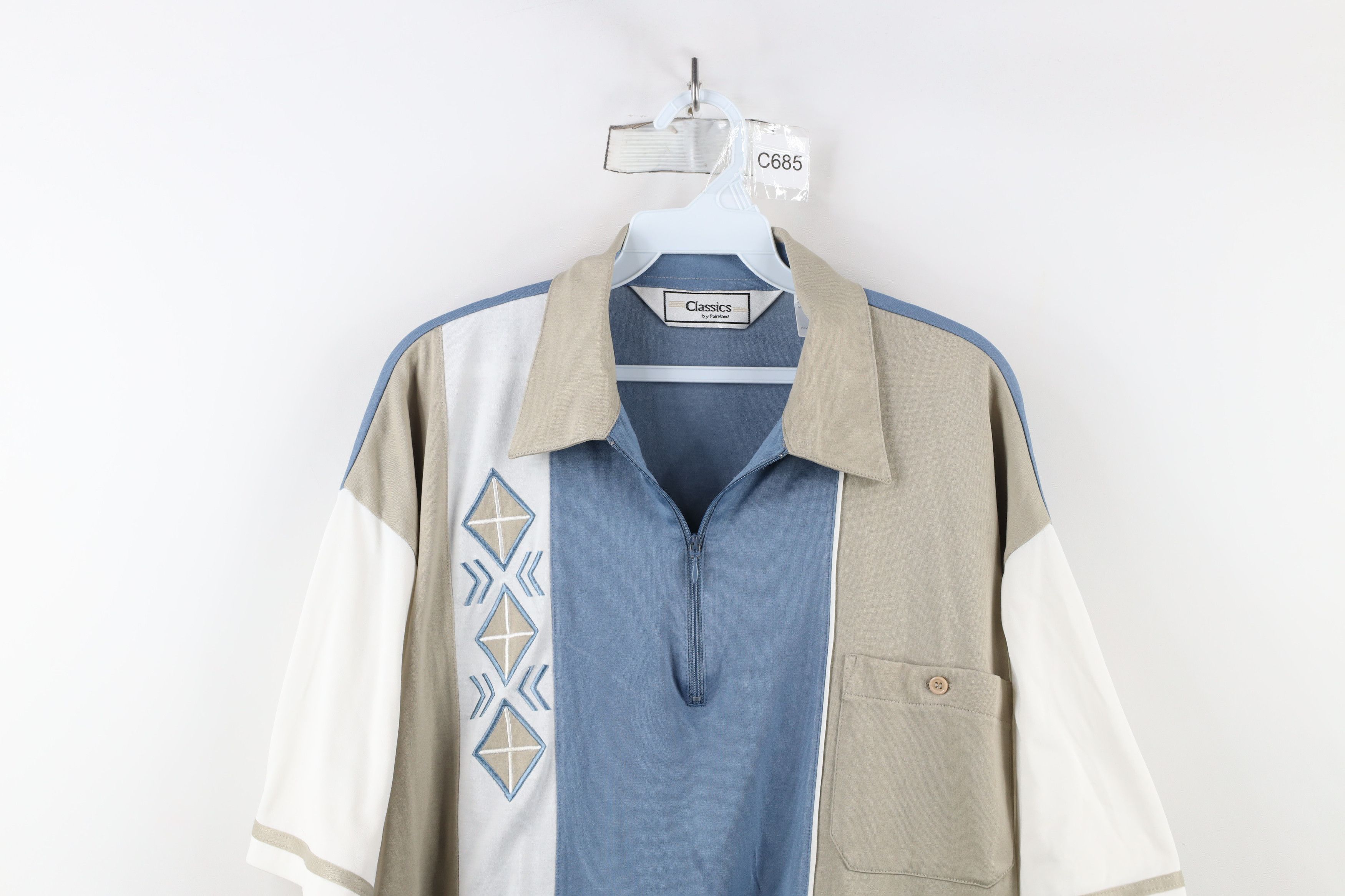 Vintage Vintage 90s Streetwear Panel Argyle Diamond Half Zip Polo Size US L / EU 52-54 / 3 - 2 Thumbnail