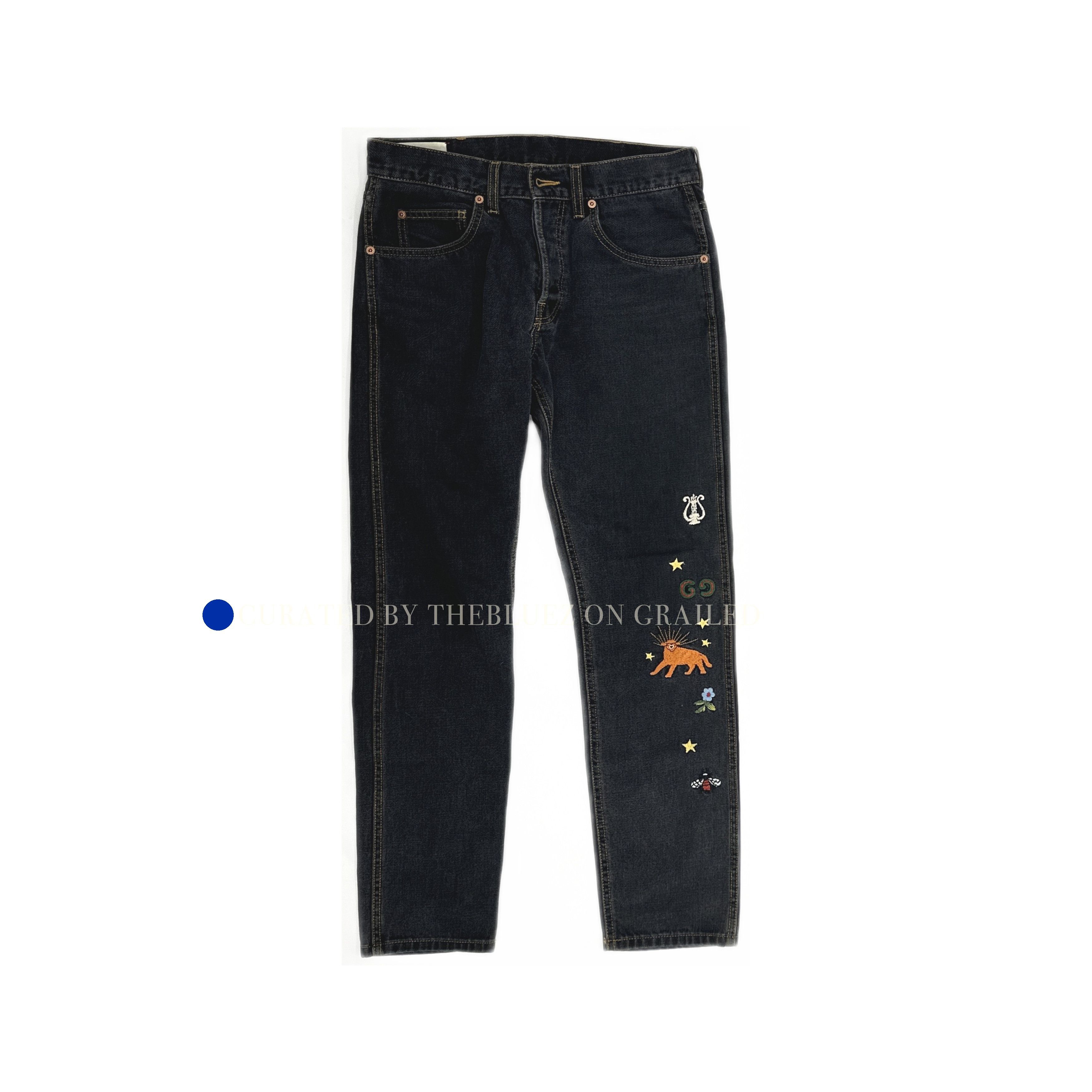 Gucci Stylish Black Embroidered Jeans Size US 30 / EU 46 - 1 Thumbnail