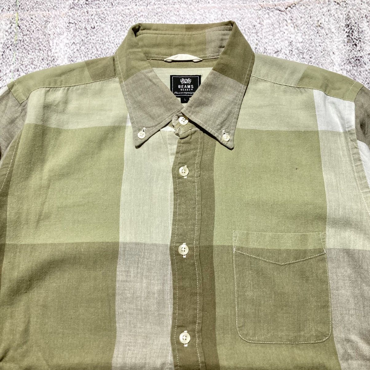 Japanese Brand 2000s Beams Heart Brick Block Motif Shirt Button Up Size US L / EU 52-54 / 3 - 3 Thumbnail