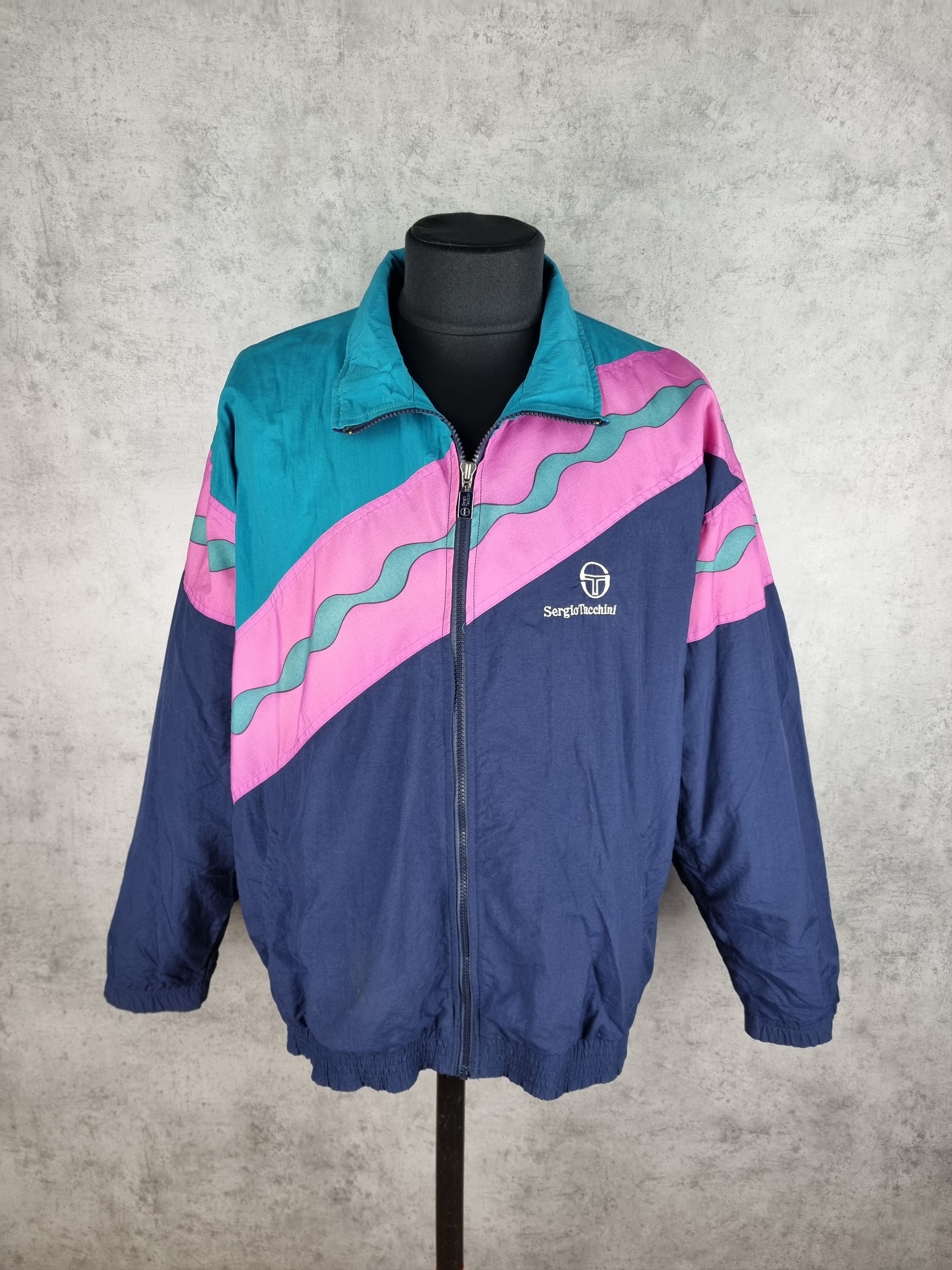 Sergio Tacchini × Vintage 90s Sergio Tacchini Abstract Design Track top Size US L / EU 52-54 / 3 - 6 Thumbnail