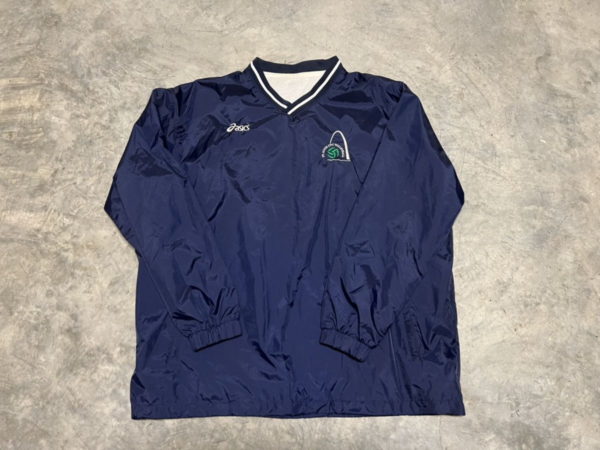 Asics navy blue and white asics windbreaker pullover sweatshirt Size US XL / EU 56 / 4 - 1 Thumbnail
