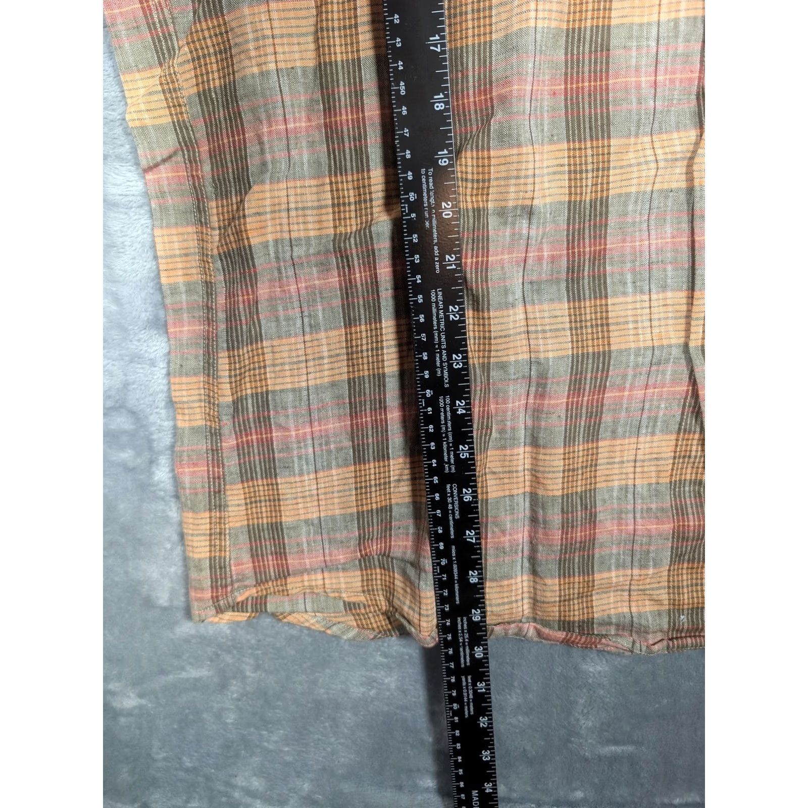 J.Crew J.CREW Shirt Mens Large Multicolor Plaid 100% Linen Short Sleeve Button Front Size US L / EU 52-54 / 3 - 2 Thumbnail