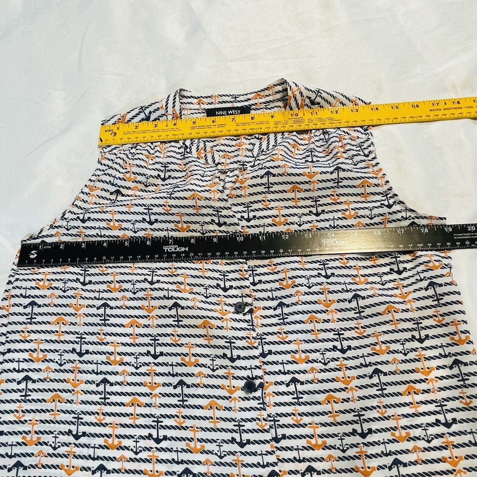 Nine West Nine West Womens 4 Blouse Tank Navy White Orange Anchors Lig Size S / US 4 / IT 40 - 9 Thumbnail