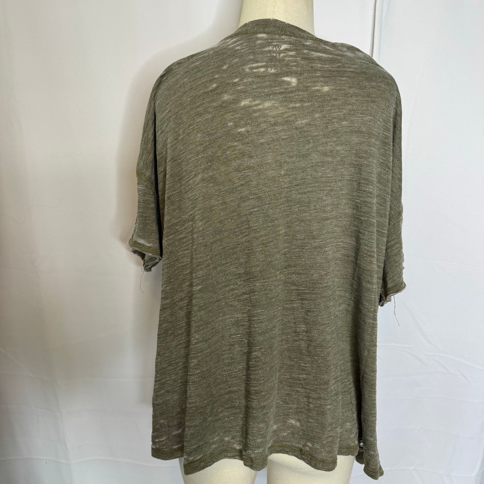Free People We The Free Free People Olive Distressed Cutout Tee Size S Size S / US 4 / IT 40 - 3 Thumbnail