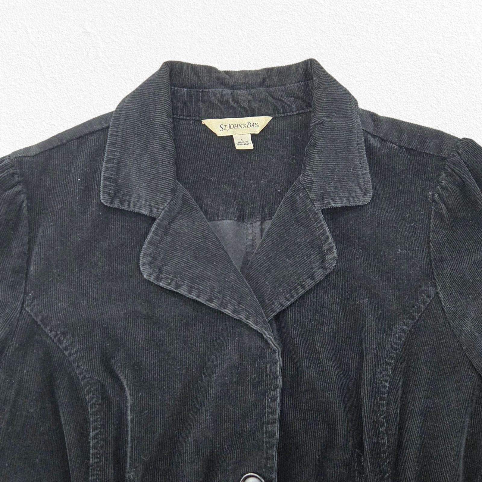 St. Johns Bay Y2K Black Corduroy Front Button Classic Jacket Size Large Size L / US 10 / IT 46 - 4 Thumbnail