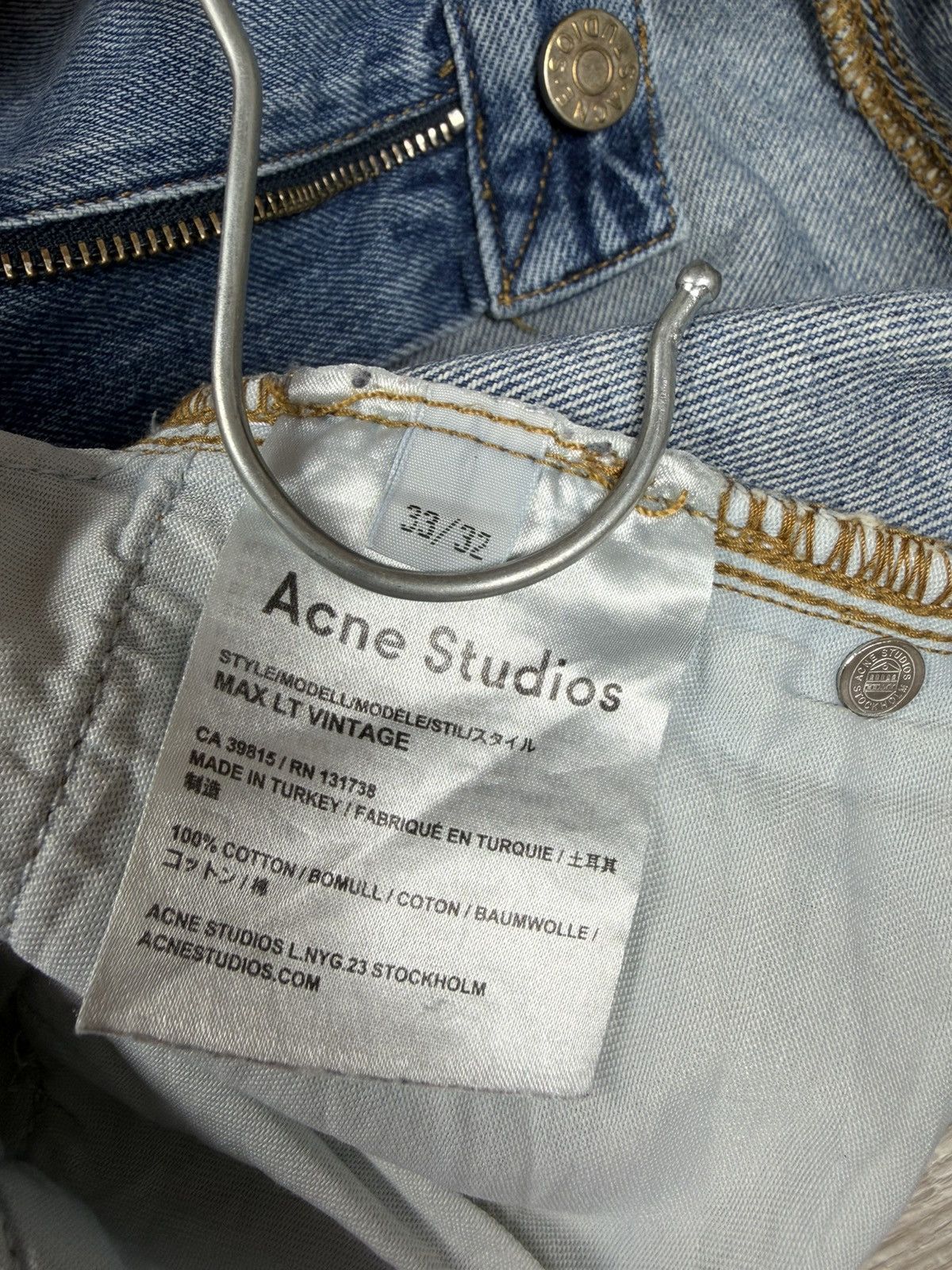 Acne Studios Acne Studios Max LT Vintage Blue Straight Denim Jeans Size US 33 - 8 Thumbnail