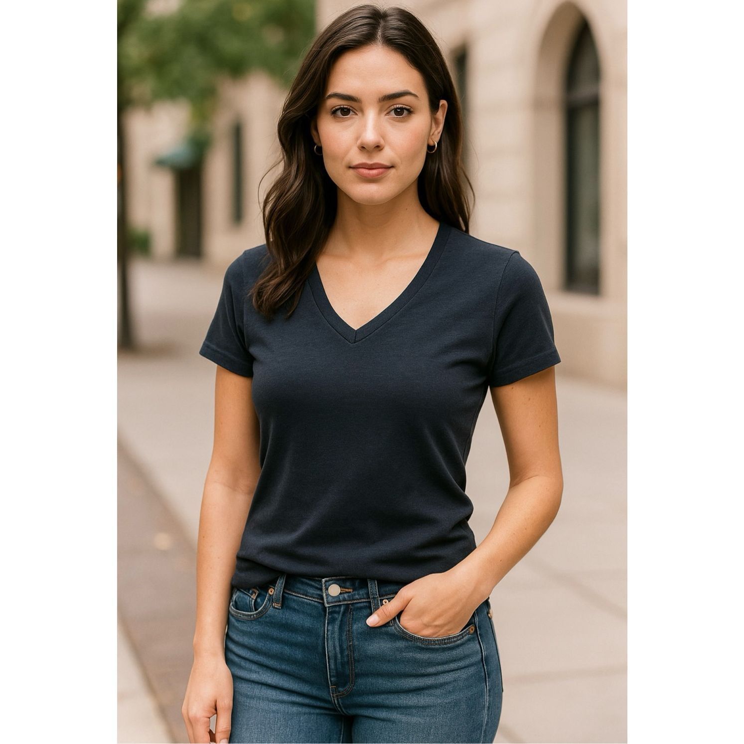 Calvin Klein Calvin Klein Women’s V-Neck T-Shirt Size M Gray Short Sleeve Size M / US 6-8 / IT 42-44 - 3 Thumbnail