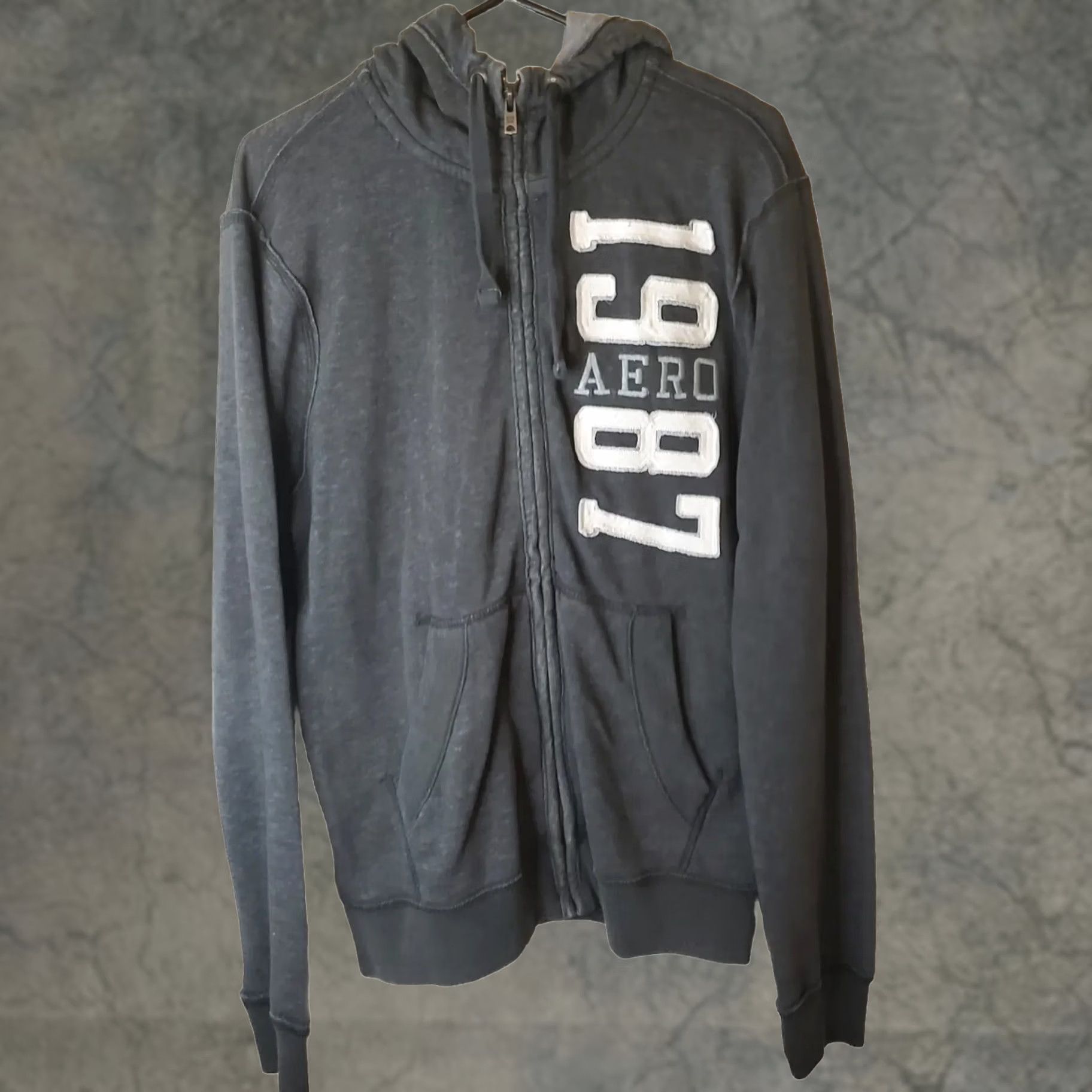 Vintage Aeropostale Men's Dark Gray Full Zip Hoodie L Embroidered Retro 1987 Theme Size US L / EU 52-54 / 3 - 1 Thumbnail