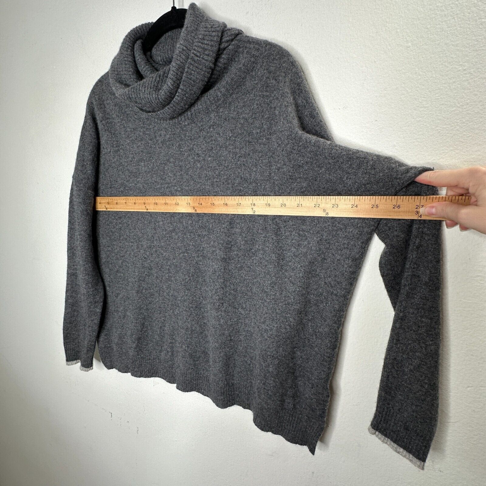 Other Three Dots Cashmere Carbon Gray Boxy Turtle Neck Sweater S Size S / US 4 / IT 40 - 11 Thumbnail