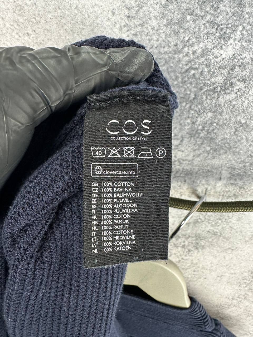 Cos COS Textured Cotton Mock Neck Ribbed Knit Sweater Navy Size XS / US 0-2 / IT 36-38 - 11 Thumbnail