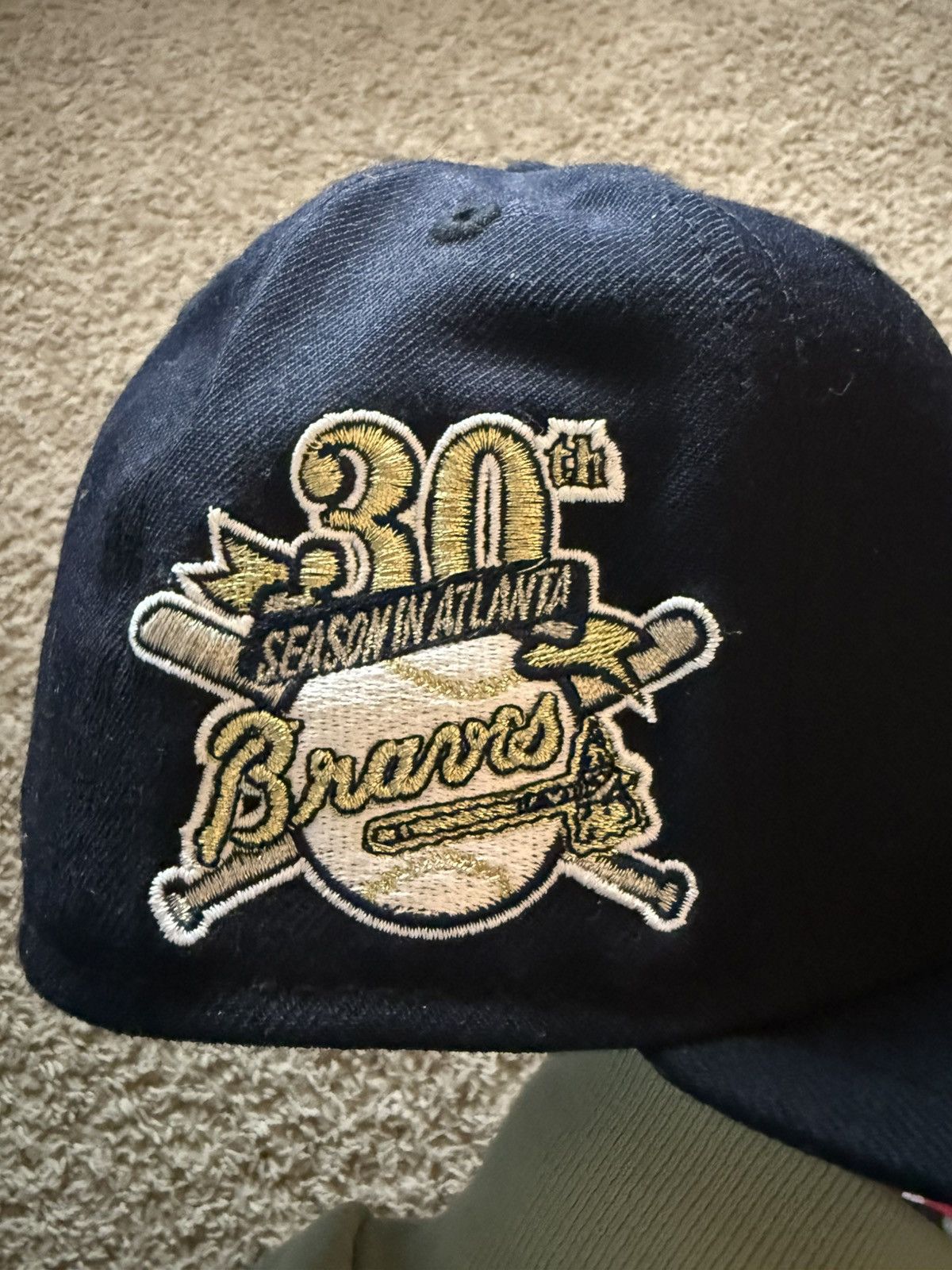 New Era Cap USA 7 3/8 Navy/Gold Braves Hatchet Logo Fitted Size ONE SIZE - 2 Thumbnail