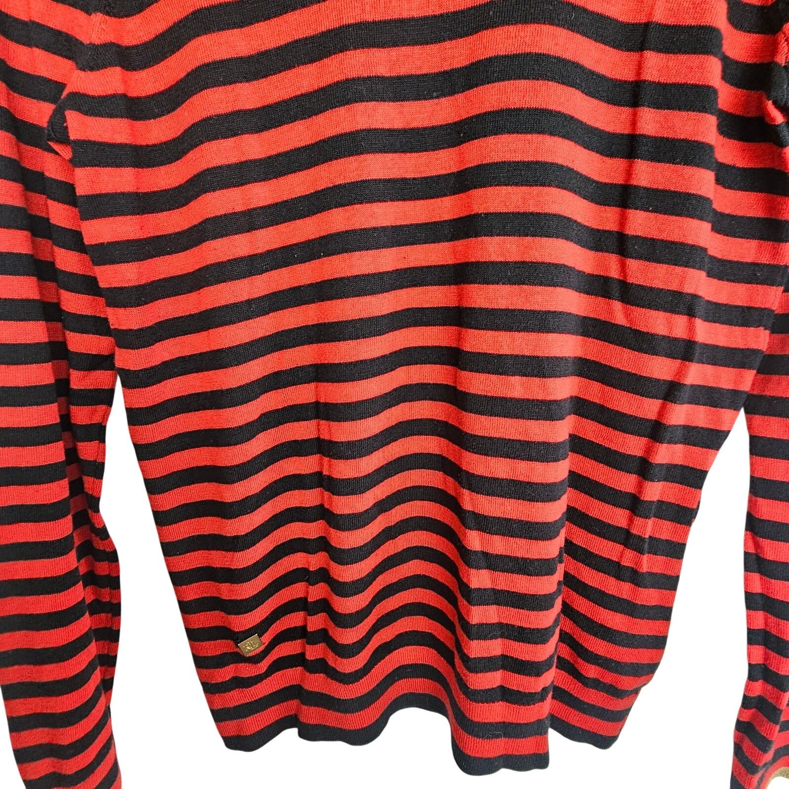 Lauren Ralph Lauren Lauren Ralph Lauren Womens Striped Mulberry Silk Turtleneck Size M / US 6-8 / IT 42-44 - 3 Thumbnail