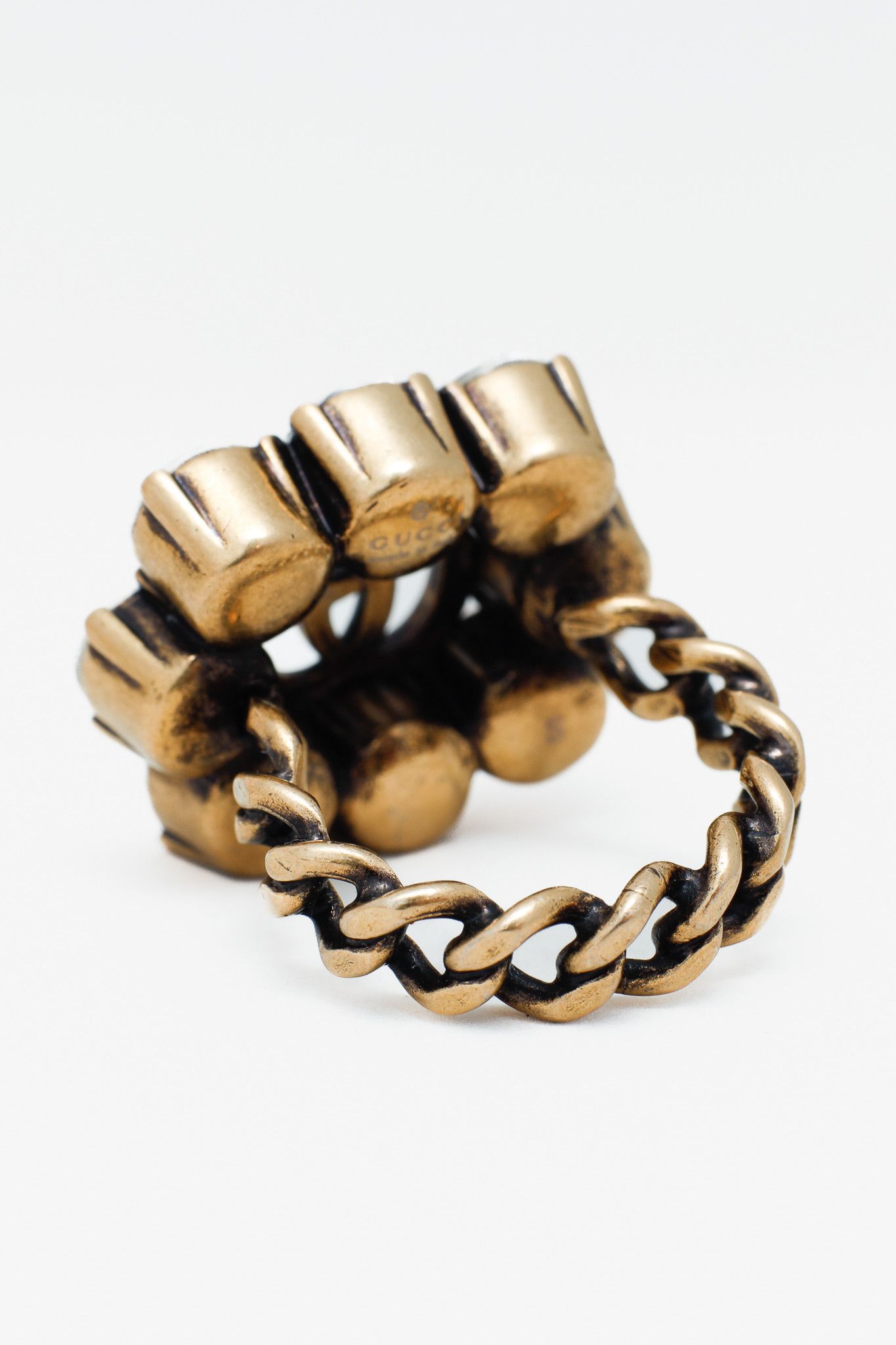 Gucci Gucci Double GG Crystal Link Ring Size ONE SIZE - 3 Thumbnail
