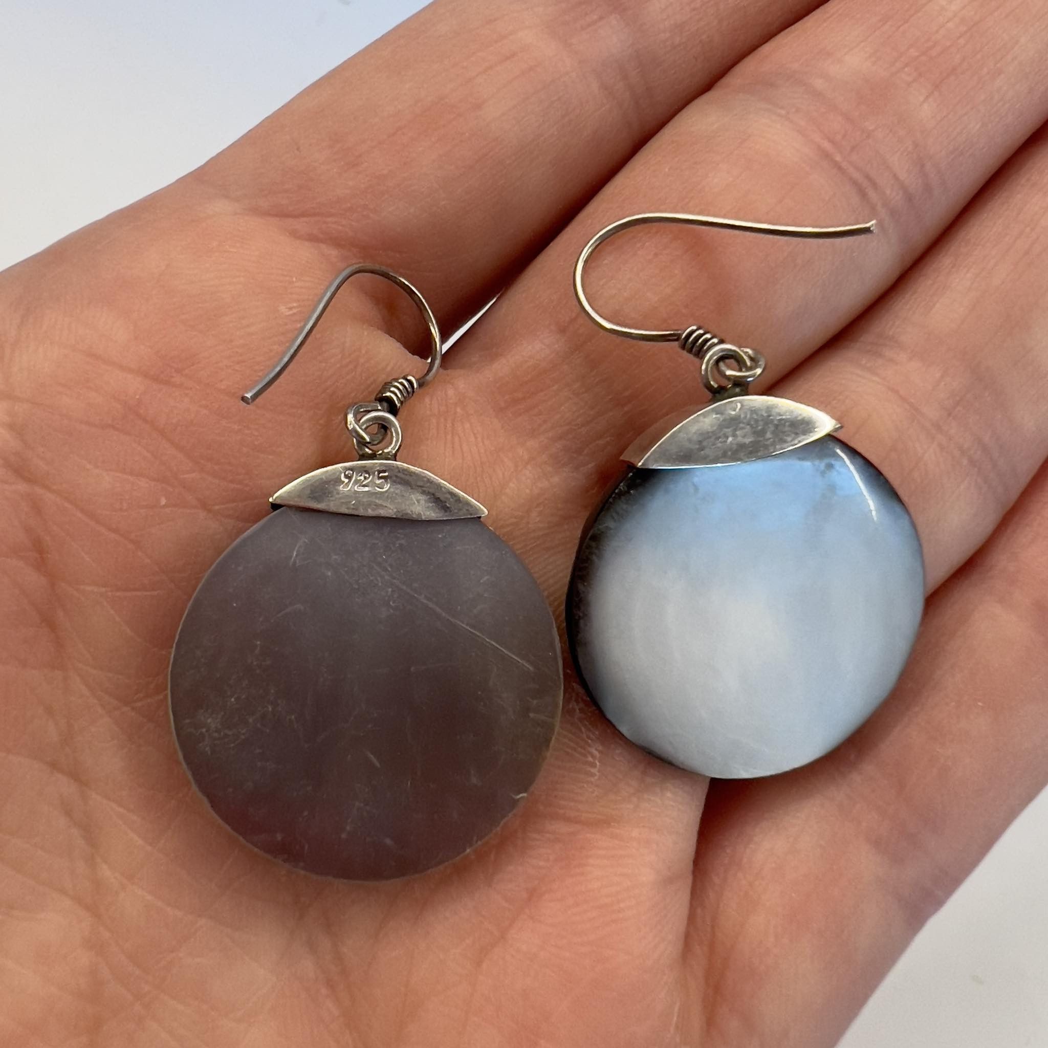 Sterling Silver Vintage Sterling Silver 925 Earrings Shell Nacre 5.5 gr Size ONE SIZE - 5 Thumbnail
