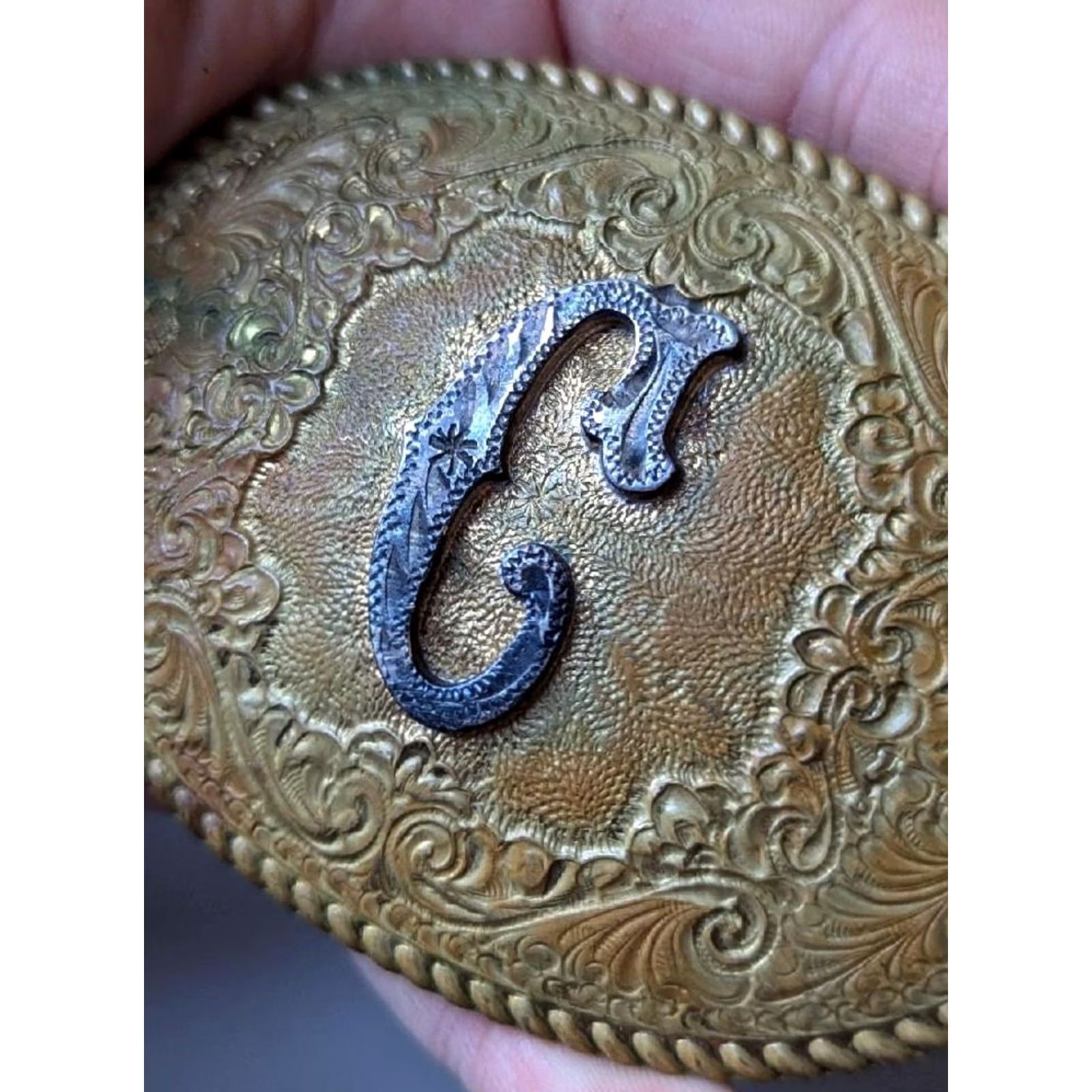 Vintage VINTAGE CRUMRINE belt buckle "C" sterling silver bronze Western Cowboy Men? Size ONE SIZE - 3 Thumbnail