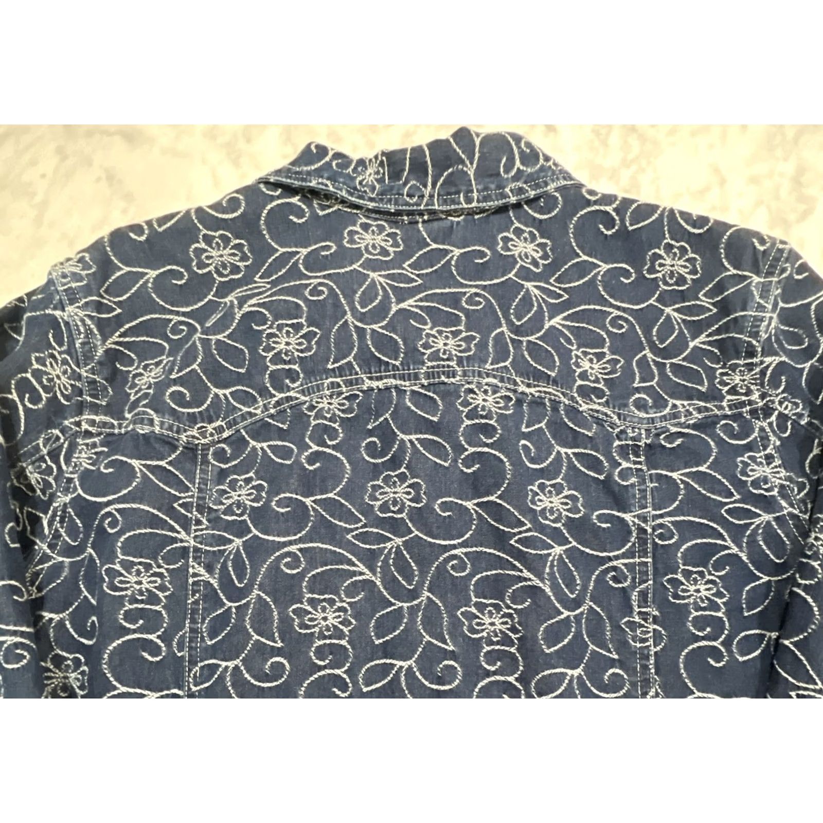 Vintage VINTAGE Circle T Roughrider Shirt Top Shacket XL Floral Embroidery Cotton Blue Western Men/Women? Size XL / US 12-14 / IT 48-50 - 6 Thumbnail