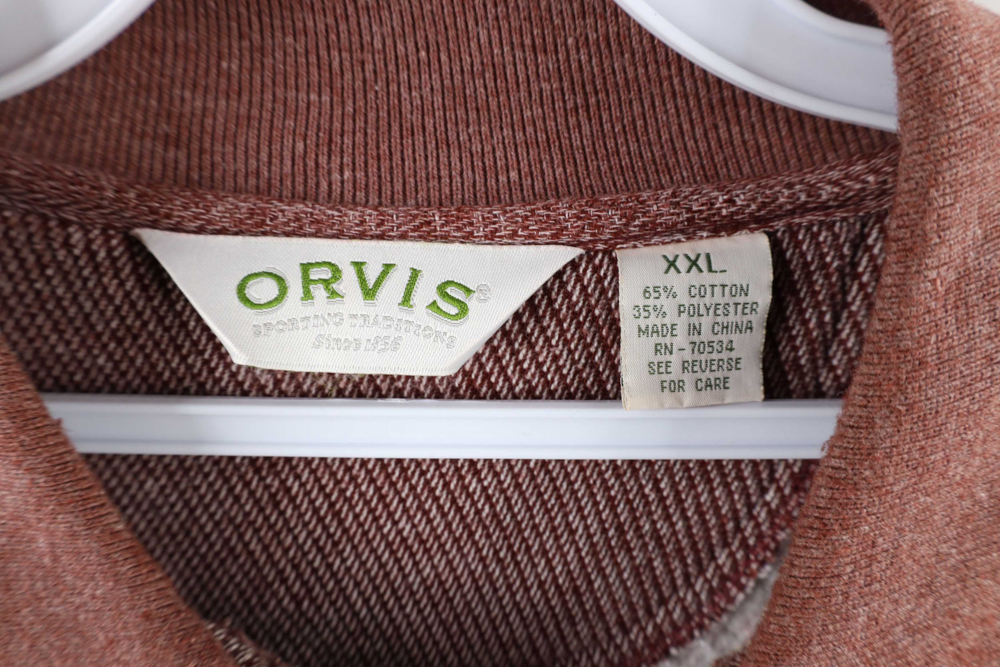 Orvis × Vintage Vintage Orvis Elbow Patch Collared Pullover Sweatshirt Red Size US XXL / EU 58 / 5 - 6 Thumbnail