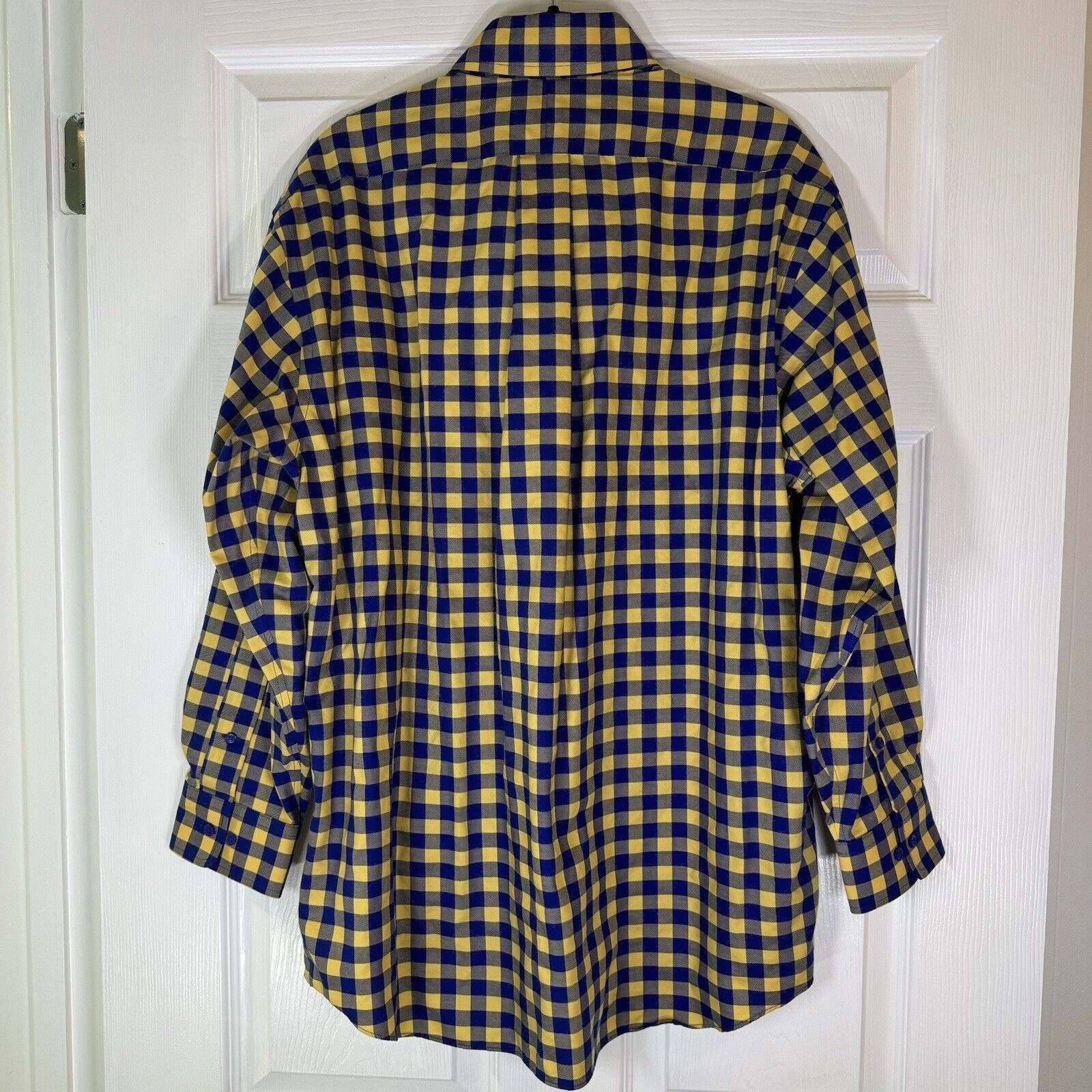Paul Fredrick Paul Fredrick Blue Yellow Gingham Dress Shirt 16.5 x 32 Size US XS / EU 42 / 0 - 3 Thumbnail