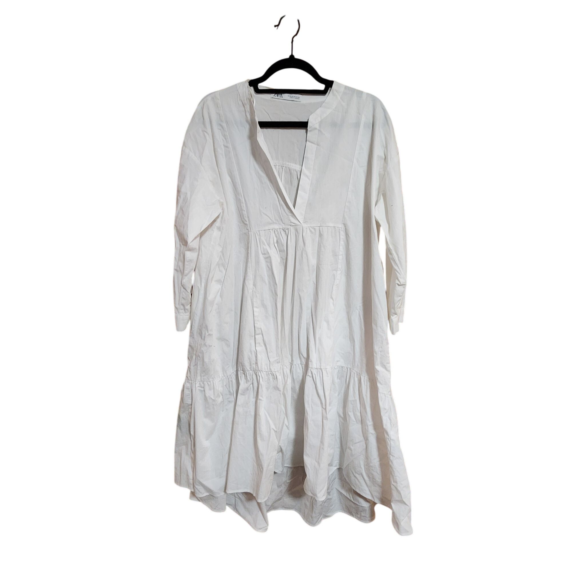 Zara Zara Oversized White Poplin Tiered Midi Blogger Fave Dress X Size XS / US 0-2 / IT 36-38 - 1 Thumbnail