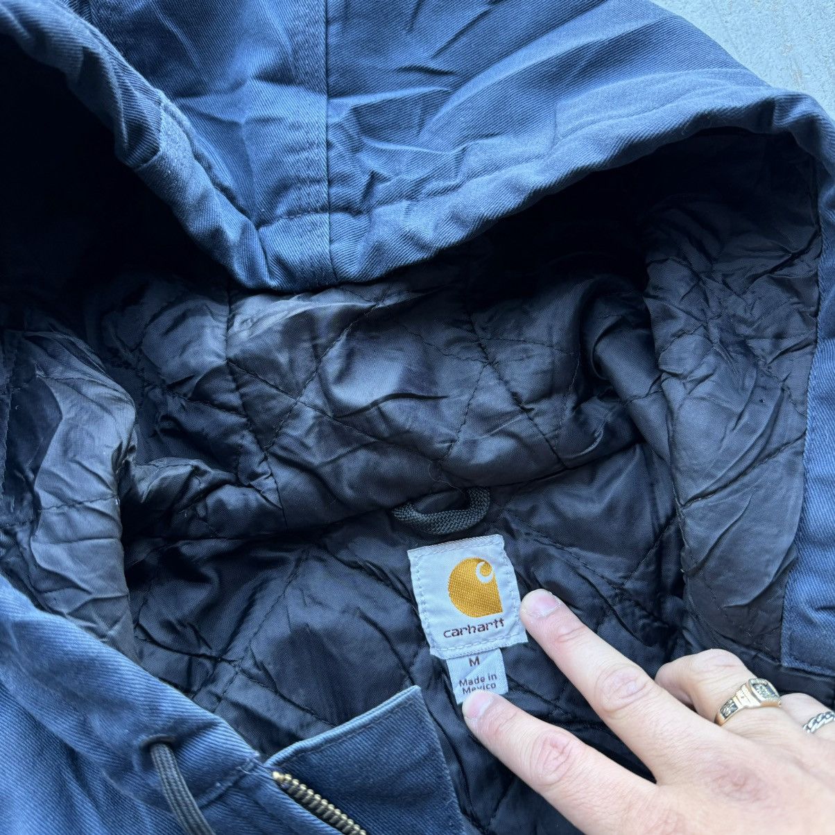 Carhartt × Vintage Crazy Vintage FADED Carhartt Navy Faded Hooded Jacket Size US M / EU 48-50 / 2 - 3 Thumbnail