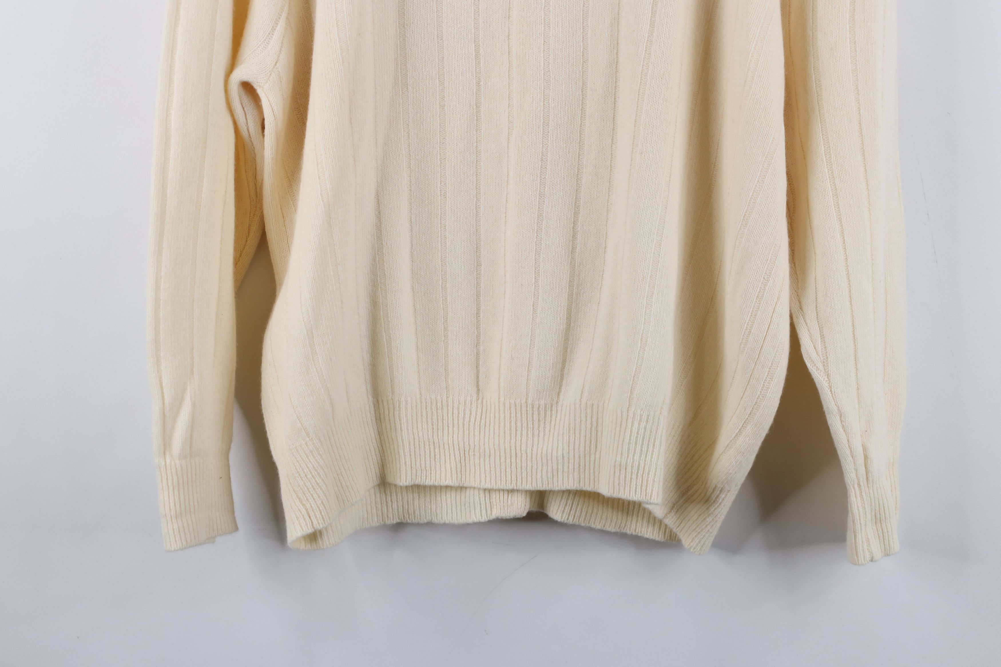 Vintage Vintage 90s Lambswool Angora Knit Cardigan Sweater Cream Size L / US 10 / IT 46 - 15 Thumbnail