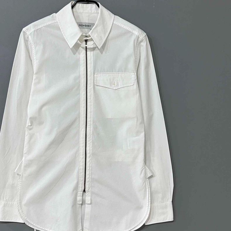 Saint Laurent Paris Saint Laurent Paris size 37 White waist zip-up shirt 2505- Size US M / EU 48-50 / 2 - 2 Thumbnail