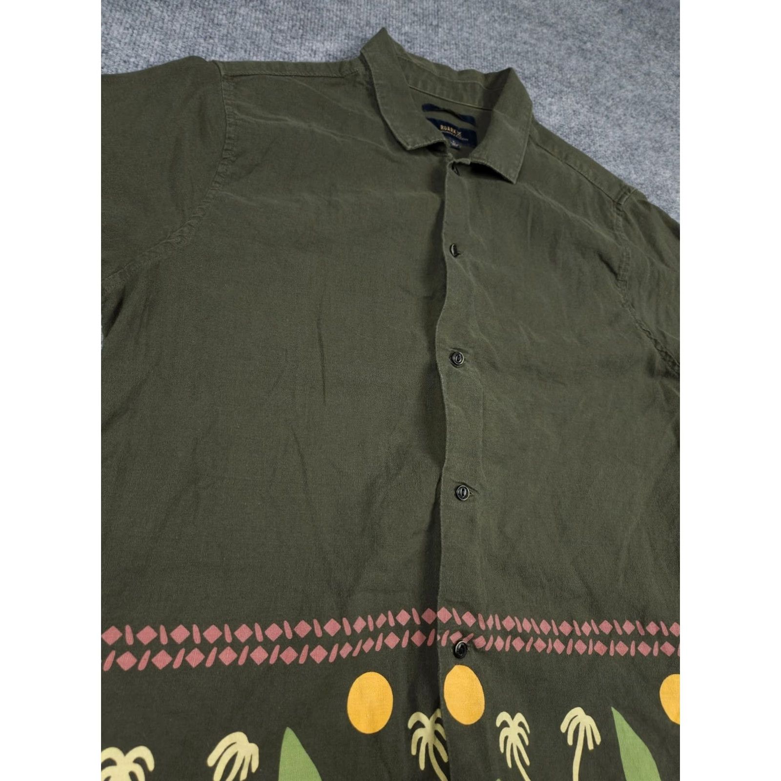 Roark Roark Button-Up Shirt Men's L Classic Green Cotton Linen Blend Graphic Shirt Size US L / EU 52-54 / 3 - 3 Thumbnail