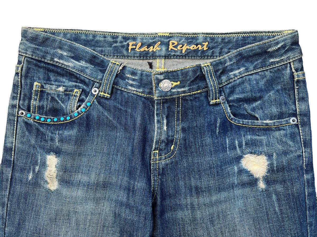 Japanese Brand Flare Jeans Flash Distressed Bootcut Lowrise Denim 32x32 Size US 32 / EU 48 - 7 Thumbnail