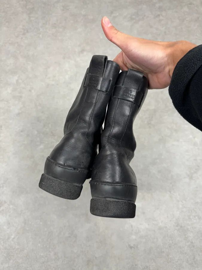 Gucci 2000s Gucci Black Leather Lace-up Boots Size US 7.5 / EU 40-41 - 7 Thumbnail