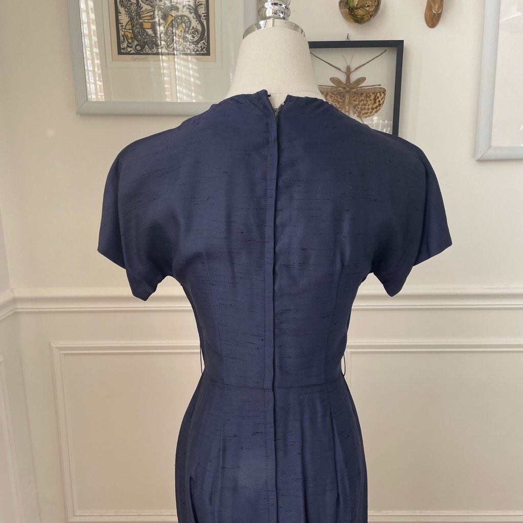 Vintage Vintage Mix & Match Dark Blue Sheath Dress Long Blazer Ivory Trim XS Size XS / US 0-2 / IT 36-38 - 12 Thumbnail