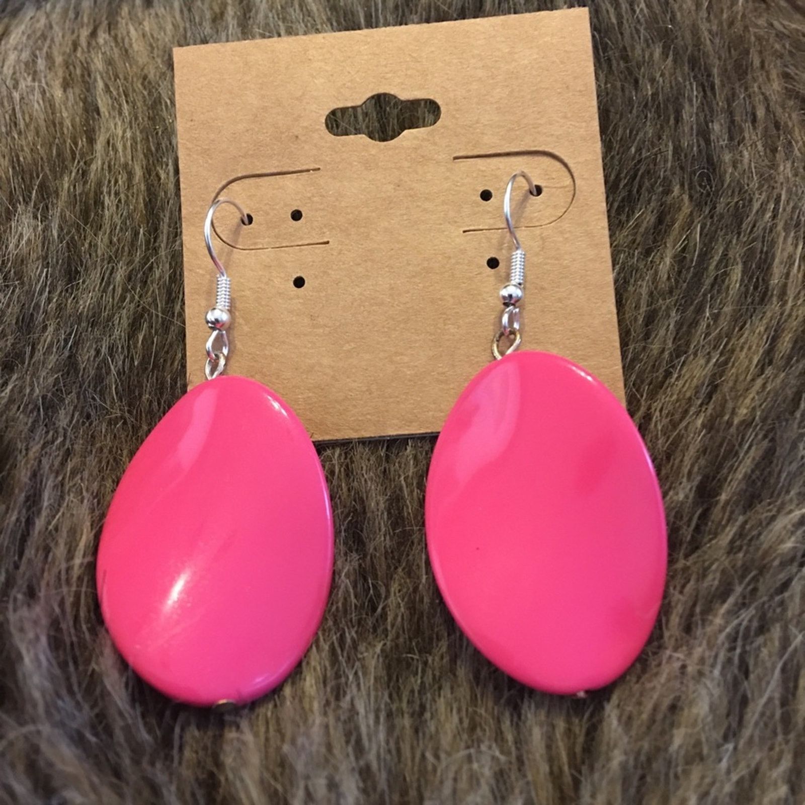 Jewelry Pink resin disc fish hook earrings Size ONE SIZE - 2 Thumbnail