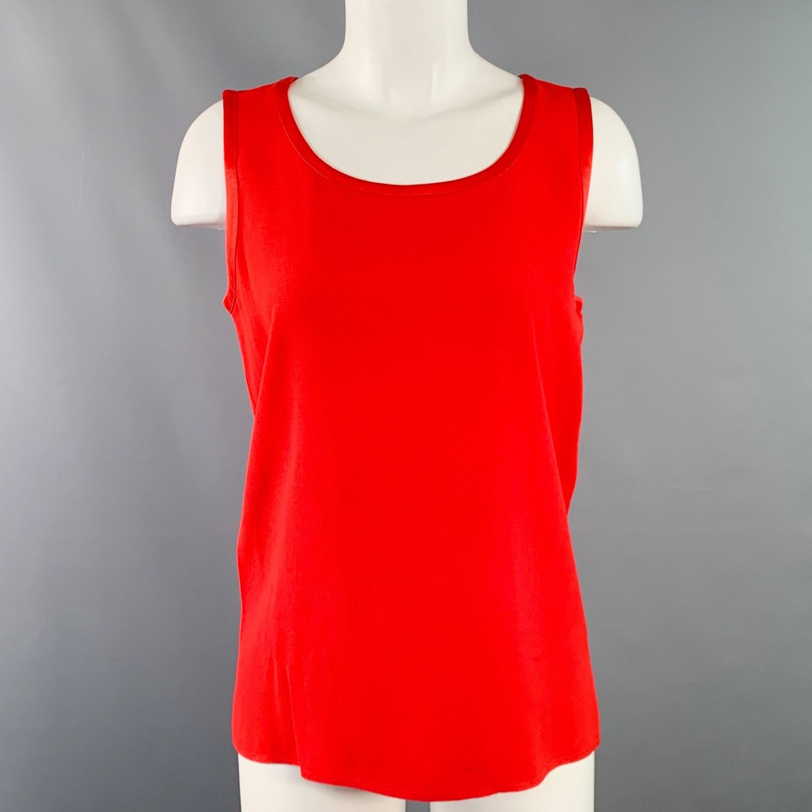Yves Saint Laurent YVES SAINT LAURENT Red Silk Crepe Sleeveless Casual Top Size M / US 6-8 / IT 42-44 - 1 Thumbnail